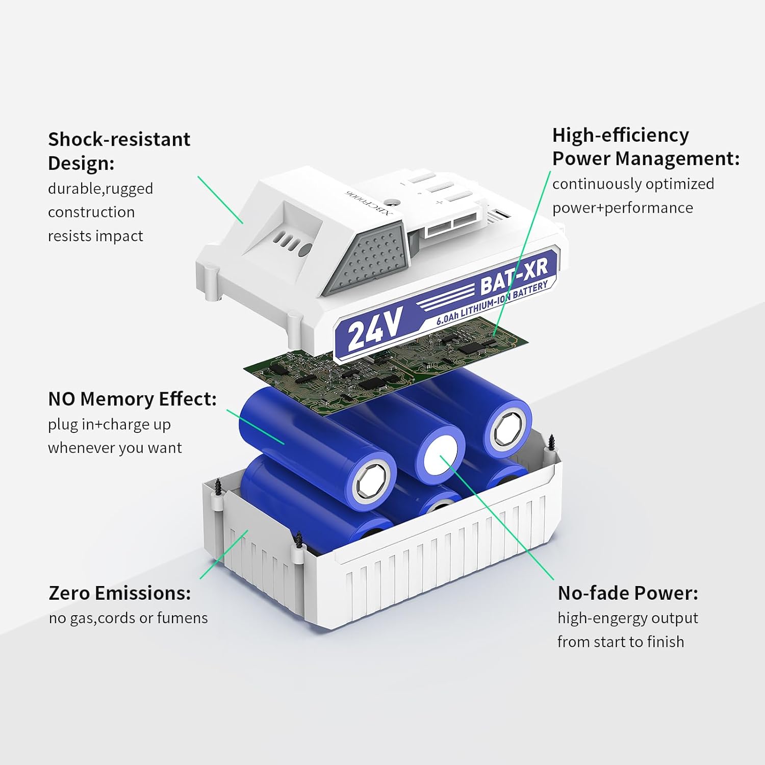 melasta 6.0Ah 24V Replacement Li-ion Battery for Snow JoeSunJoePower JoeAqua Joe iON+ System 24V Cordless Power Tools, Compatible with 24VBAT-XR