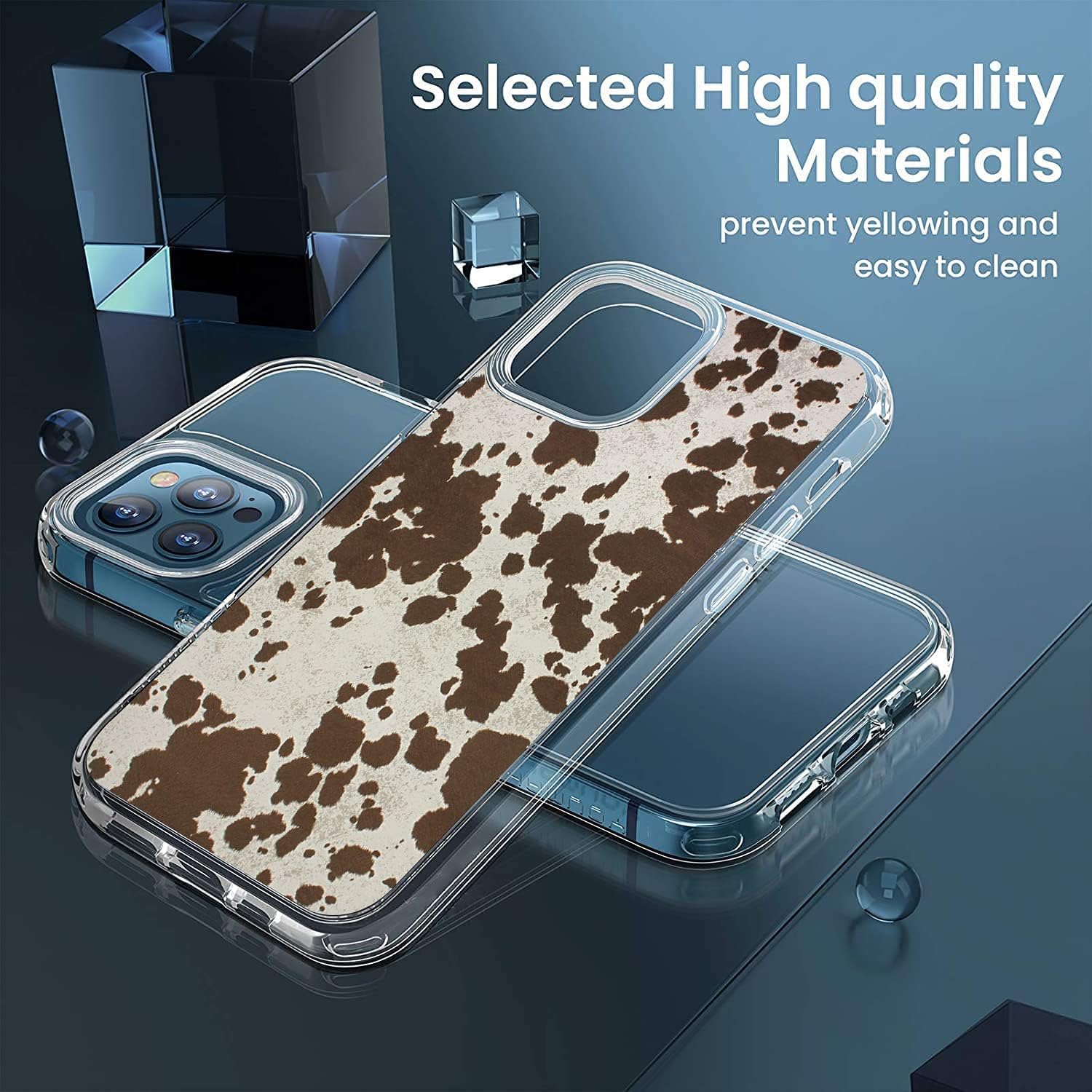Funda de teléfono con estampado de vaca para iPhone 13 Pro Max, funda de iPhone con estampado de cuero de vaca occidental para hombres y mujeres,