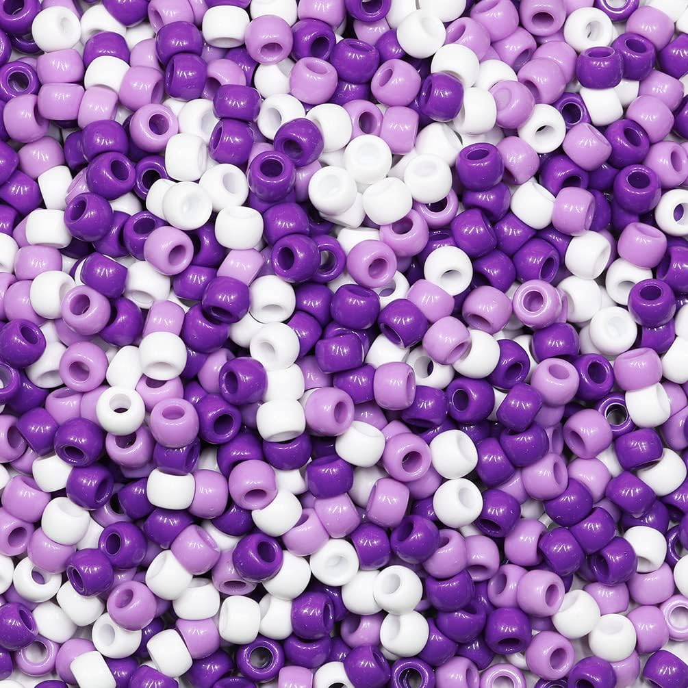 Crafts – Cuentas de mezcla morada de 0.236 x 0.354 in, cuentas de pony en total alrededor de 1000 piezas