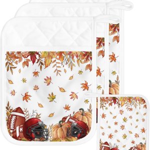 Juego de 3 soportes para ollas de Acción de Gracias para cocina, antideslizantes y aislantes de calor, juego de agarraderas de tela de toalla con Juego de 3 soportes para ollas de Acción de Gracias para cocina, antideslizantes y aislantes de calor, juego de agarraderas de tela de toalla con