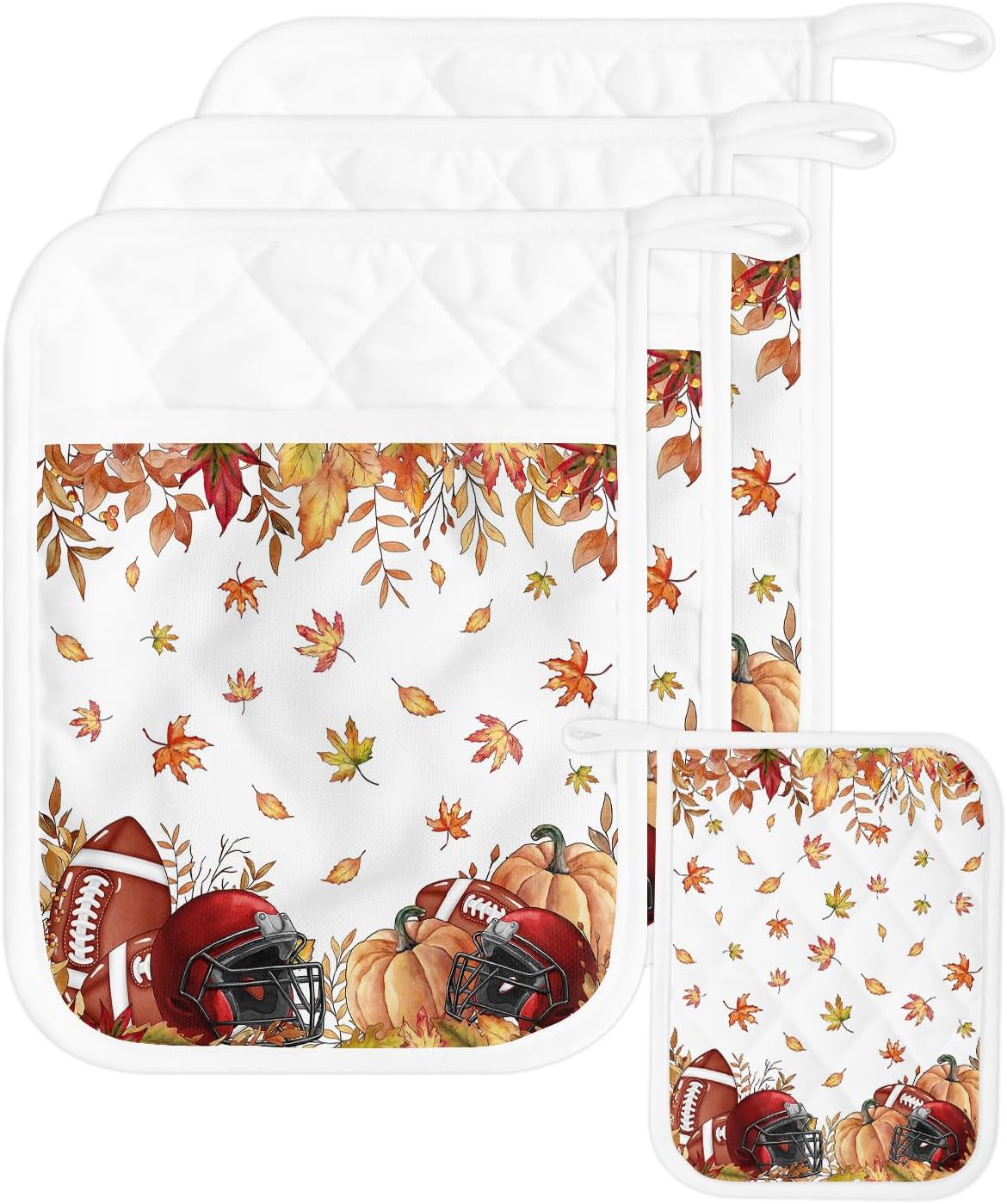 Juego de 3 soportes para ollas de Acción de Gracias para cocina, antideslizantes y aislantes de calor, juego de agarraderas de tela de toalla con