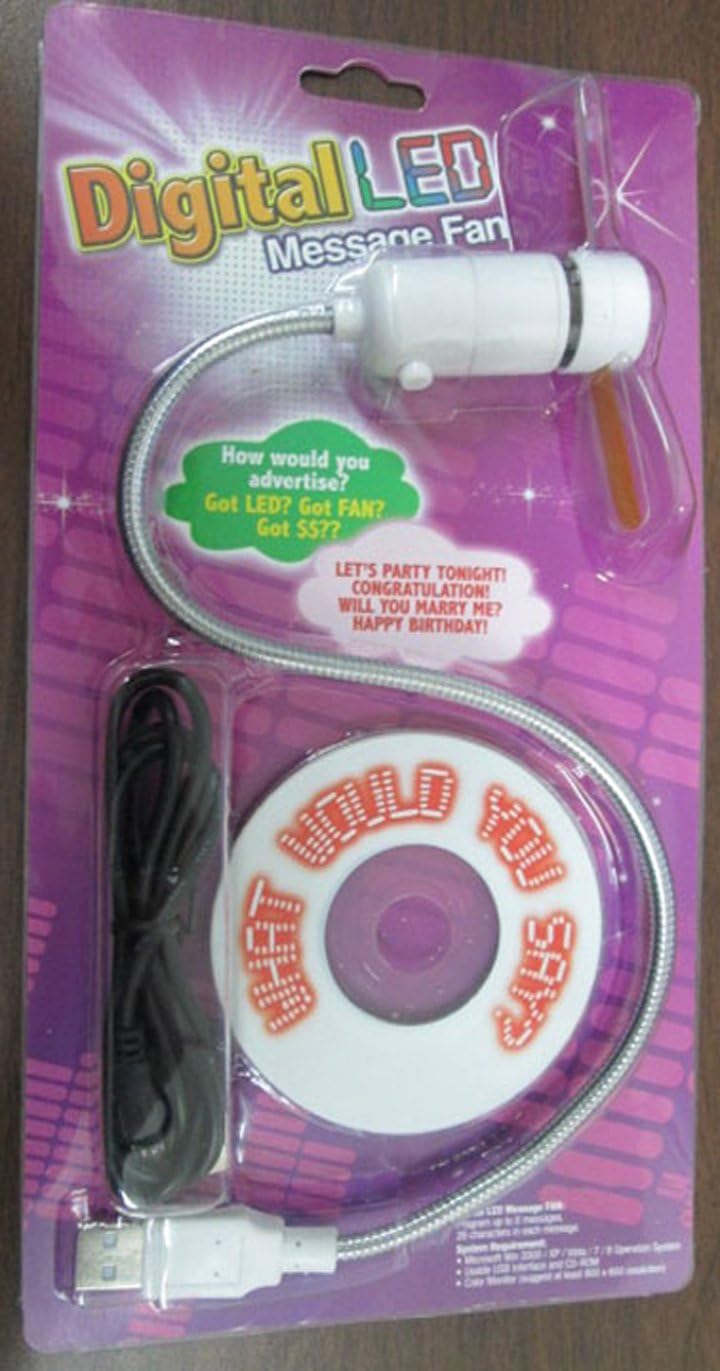 PowerTRC Ventilador de mensaje programable LED con dibujo personalizado – alimentado por USB (LED verde)