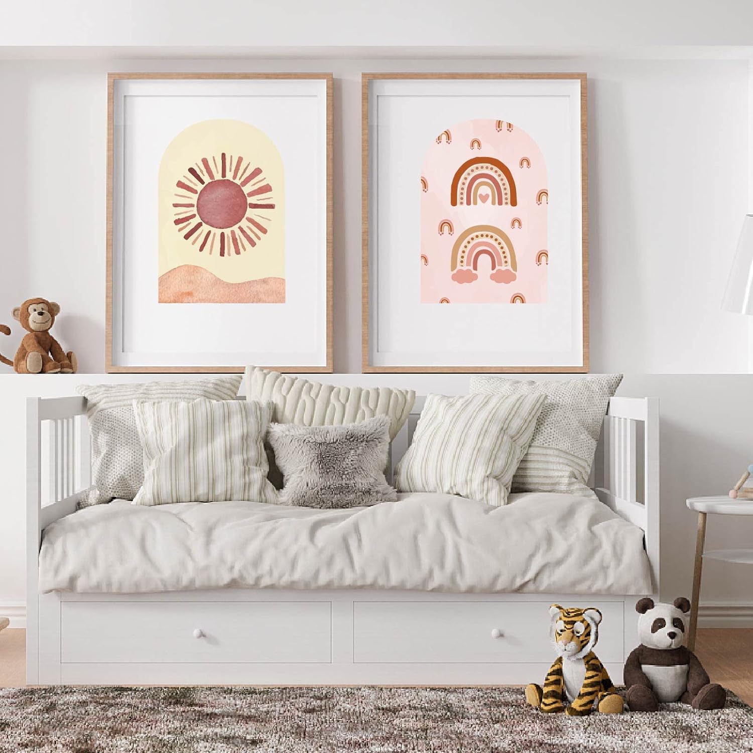 6 calcomanías de pared boho Stlye Sun Moon Star para pared, calcomanías de pared para despegar y pegar, adhesivo de vinilo extraíble para guardería,