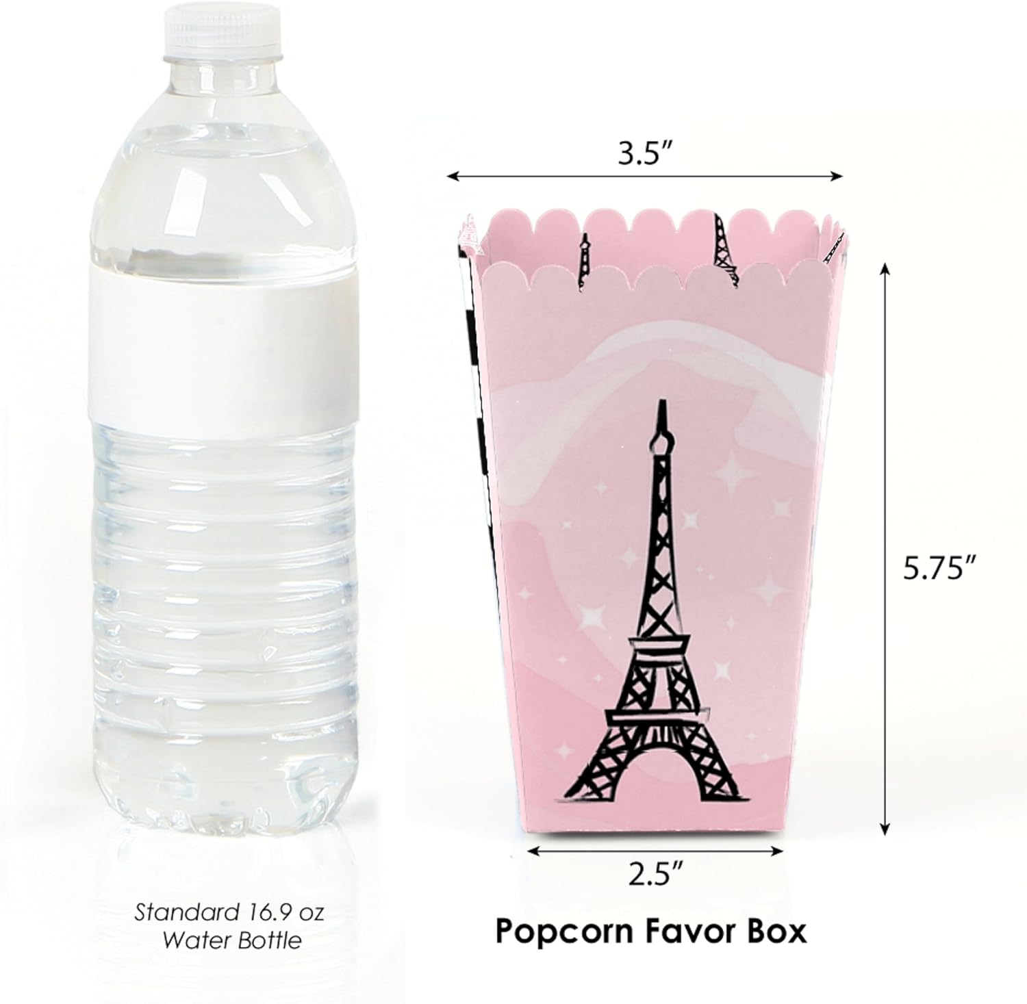 Big Dot of Happiness Paris, Ooh La – Juego de 12 cajas de palomitas de maíz con temática de baby shower o fiesta de cumpleaños