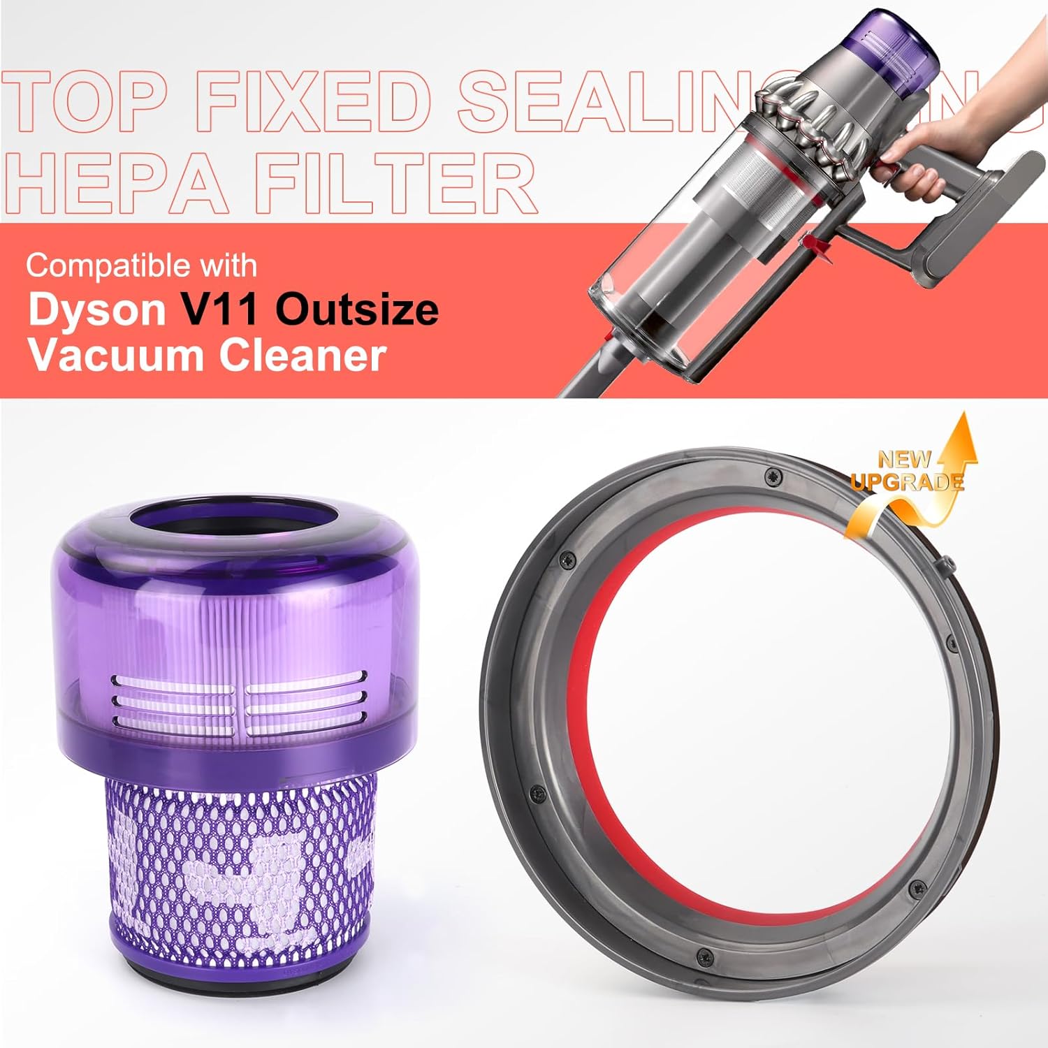 Repuesto para anillo de sellado y filtro de contenedor de polvo Outsize SV16 SV29 compatible con Dyson Outsize V11AbsolutePlusGen 5Extra 970423-01