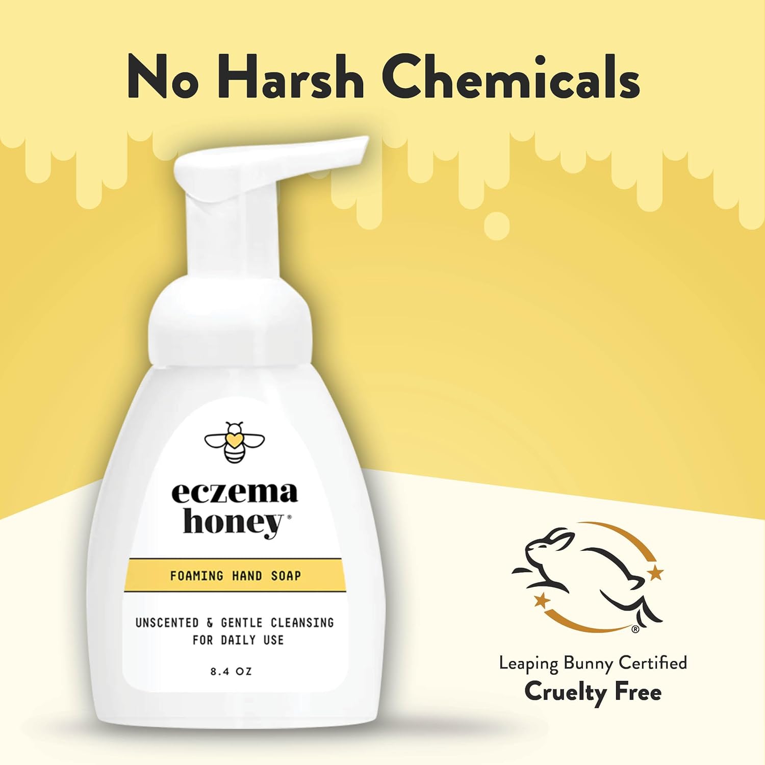 ECZEMA HONEY Jabón de manos suave espumoso  Limpiador suave para manos secas  Jabón de manos no tóxico sin perfume  Limpiador de manos natural para