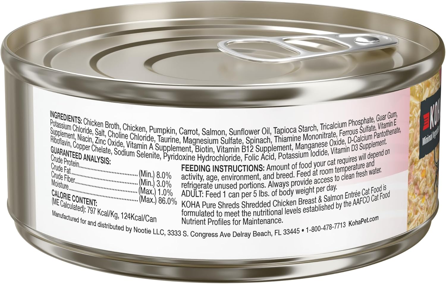 KOHA Pure Shreds – Entrada de pollo y salmón para gatos, comida húmeda para gatos con alto contenido de proteínas, latas de 5.5 onzas (paquete de 12)