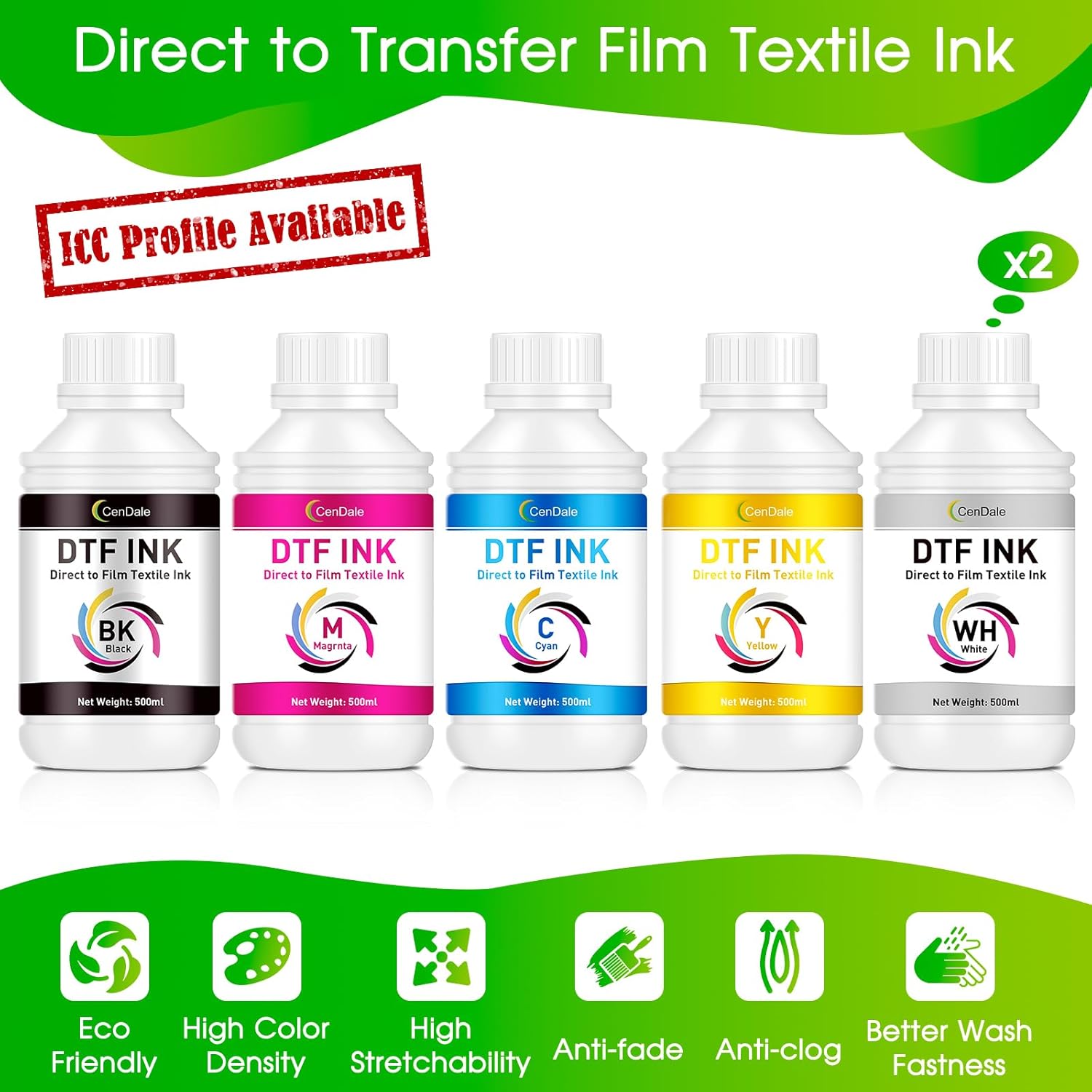 Tinta DTF prémium de 101.4 fl oz – Tinta de transferencia DTF para película de PET, tinta DTF de repuesto para Epson ET-8550, L1800, L800, XP15000,