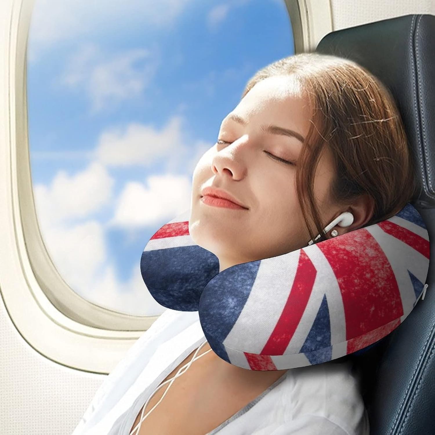 CTOITLKF Almohada de viaje, almohada de cuello con bandera británica vintage de Union Jack para viajar, almohada de apoyo portátil de espuma