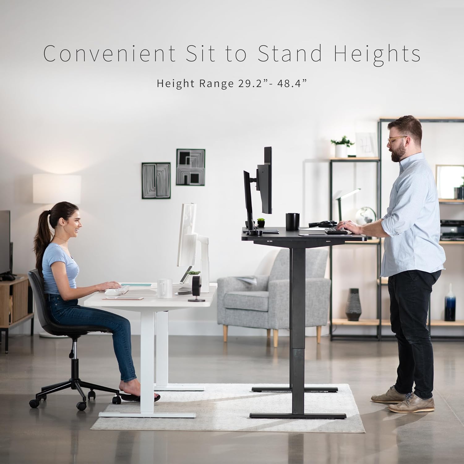 VIVO DESK-KIT-1W6W-30 – Escritorio eléctrico de altura ajustable de 60 x 30 pulgadas, mesa blanca, marco blanco, estación de trabajo de pie con