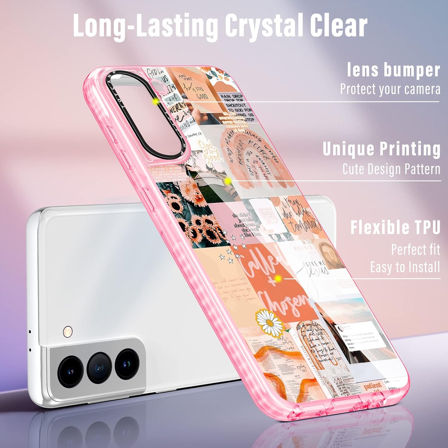 Toycamp Funda para Samsung Galaxy S21 Plus, lindo y divertido diseño de collage vintage para mujeres, niñas, niños y adolescentes para Galaxy S21