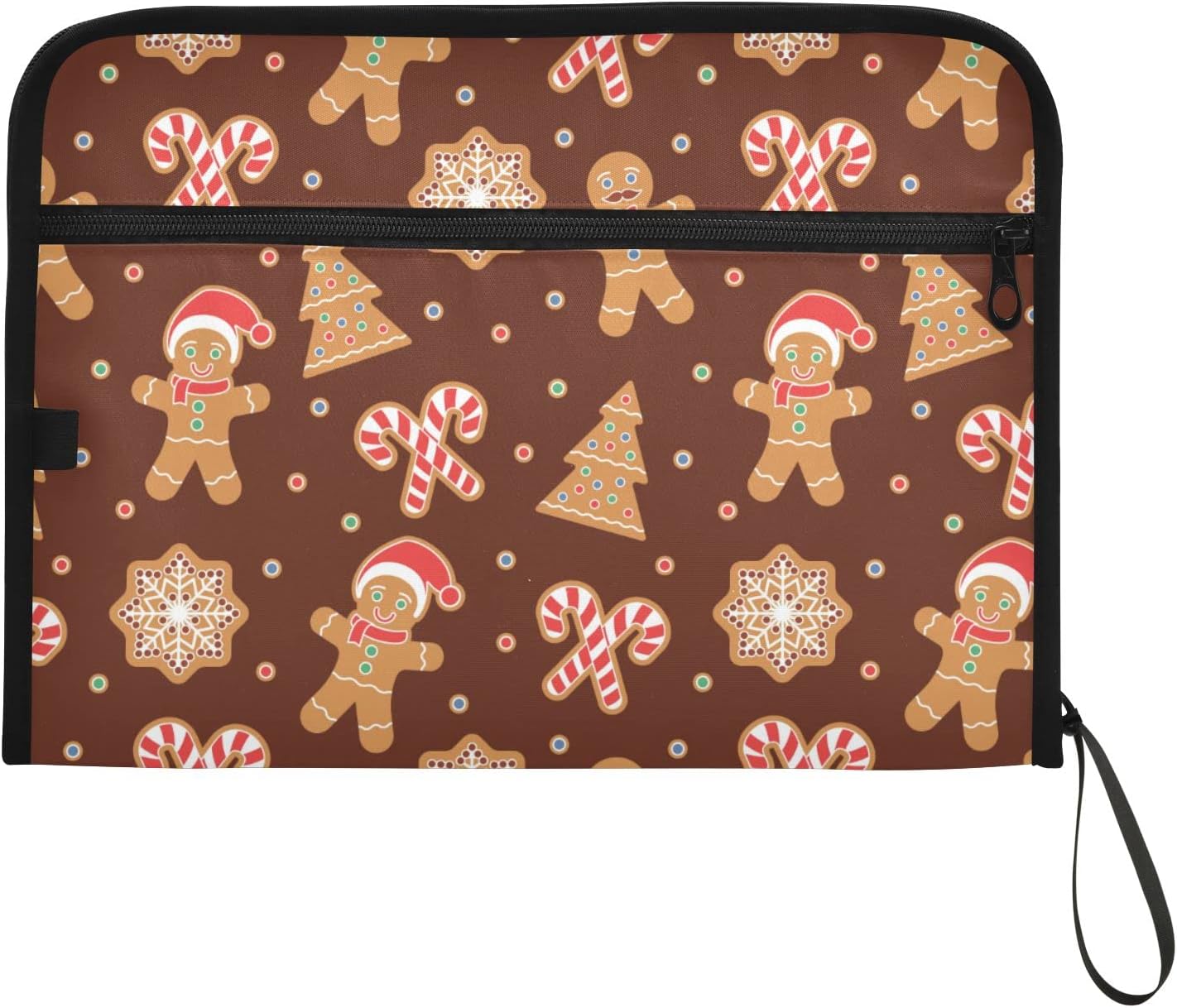 Carpeta de archivos expandible de caramelo de jengibre de Navidad, 13 bolsillos, impermeable, con etiquetas adhesivas, árbol de copo de nieve de