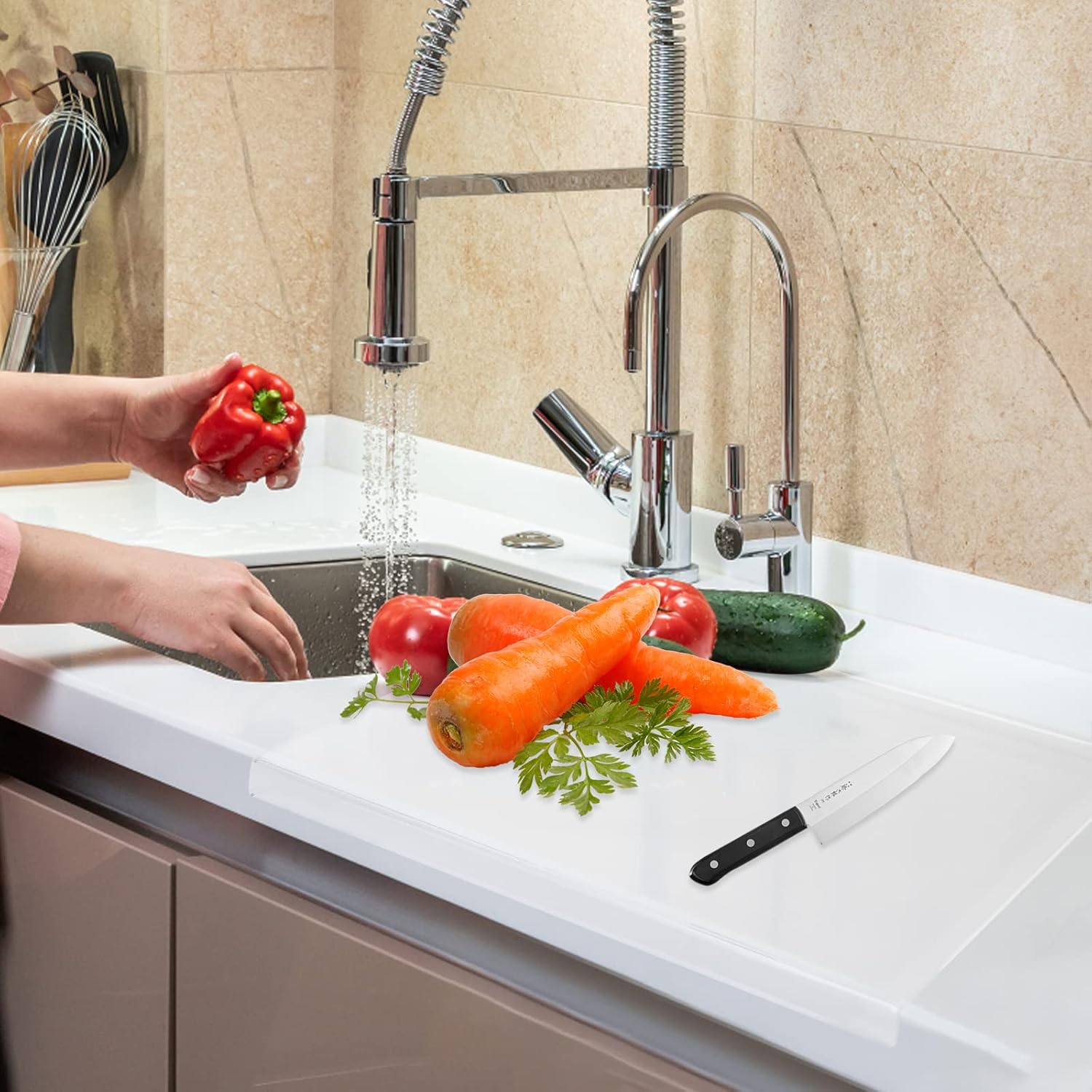 Tablas de cortar acrílicas para encimera de cocina, tabla de cortar acrílica antideslizante transparente, tabla de cortar acrílica con borde de