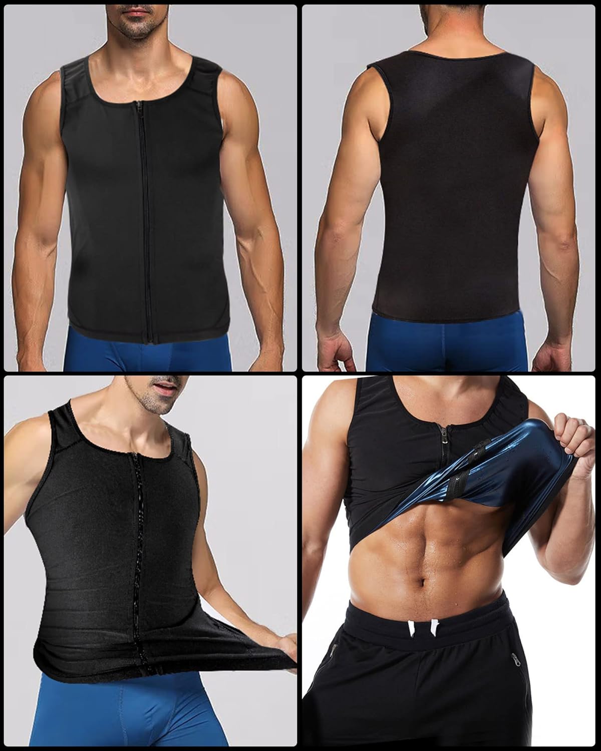 Chaleco de sauna para hombre con cremallera, traje de sauna para mejorar el sudor
