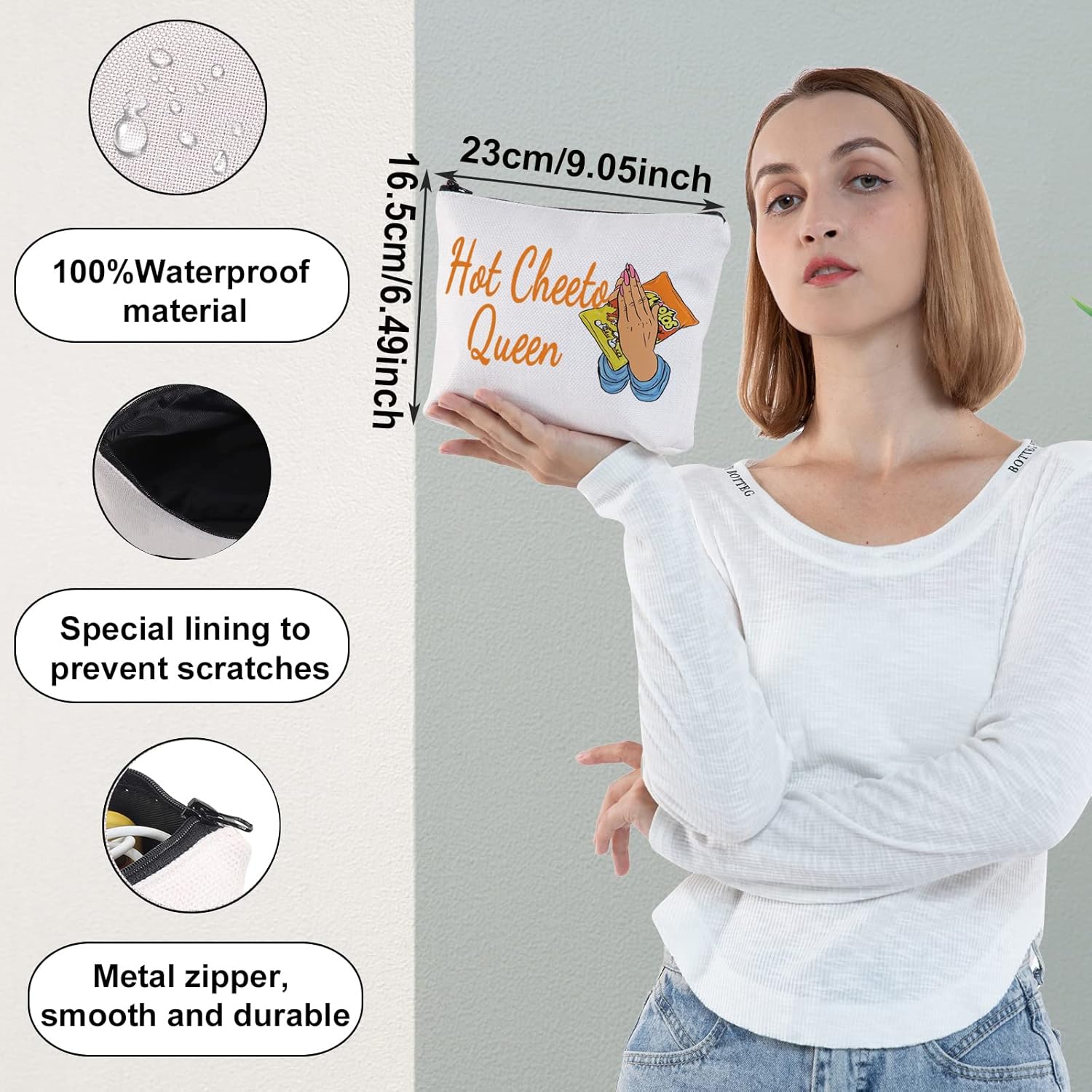 WZMPA Bolsa de cosméticos para alimentos de mazorca de maíz, regalos para amantes de la comida, bolsa de maquillaje con cremallera de reina caliente