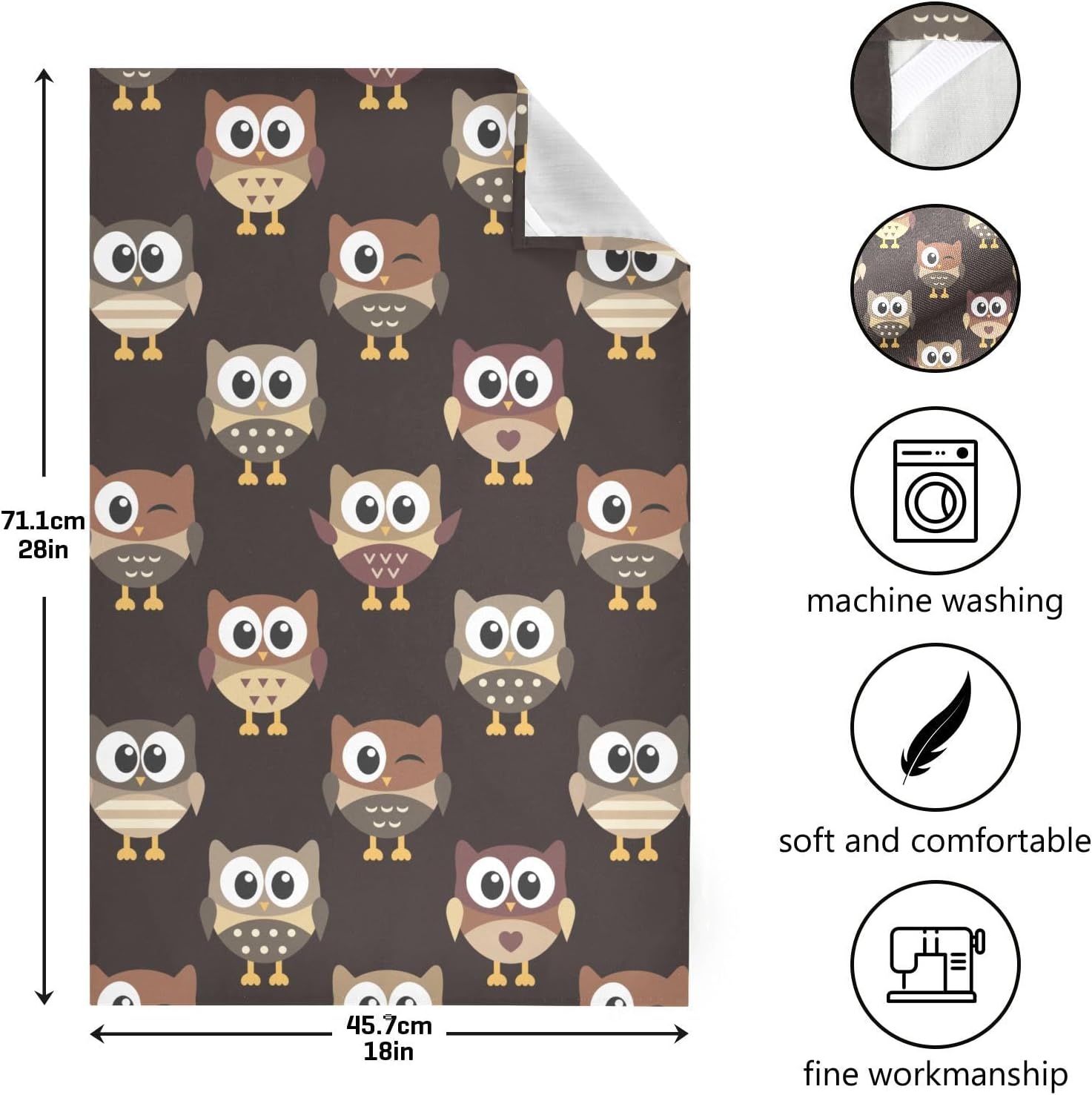 Owls – Toallas de cocina marrones, 18 x 28 pulgadas, paños de cocina súper suaves y absorbentes para lavar platos, paquete de 4 toallas de mano