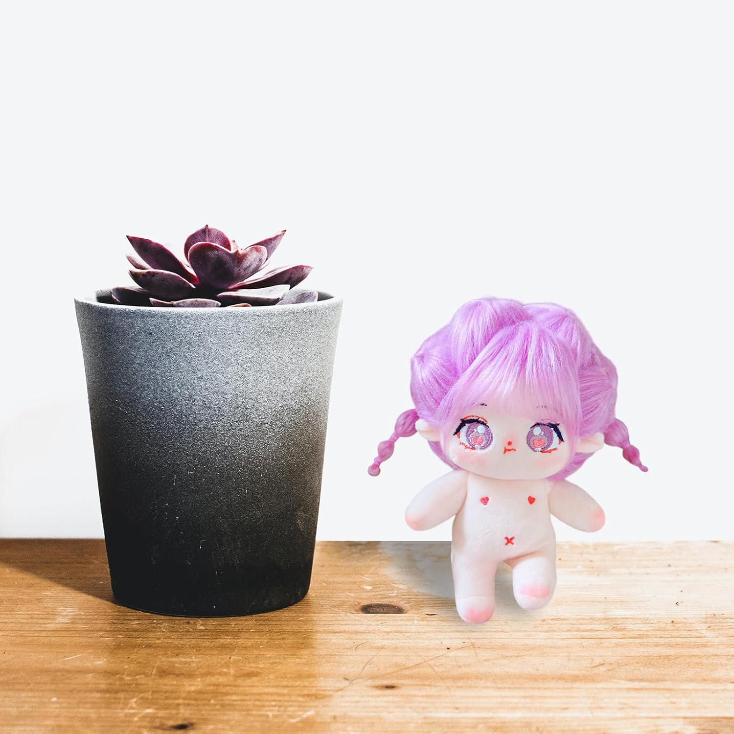 CALEMBOU Muñeca de felpa de 7.9 in, linda muñeca de algodón con esqueleto articulado, muñeca de peluche suave de anime y juego de peluquería, regalo
