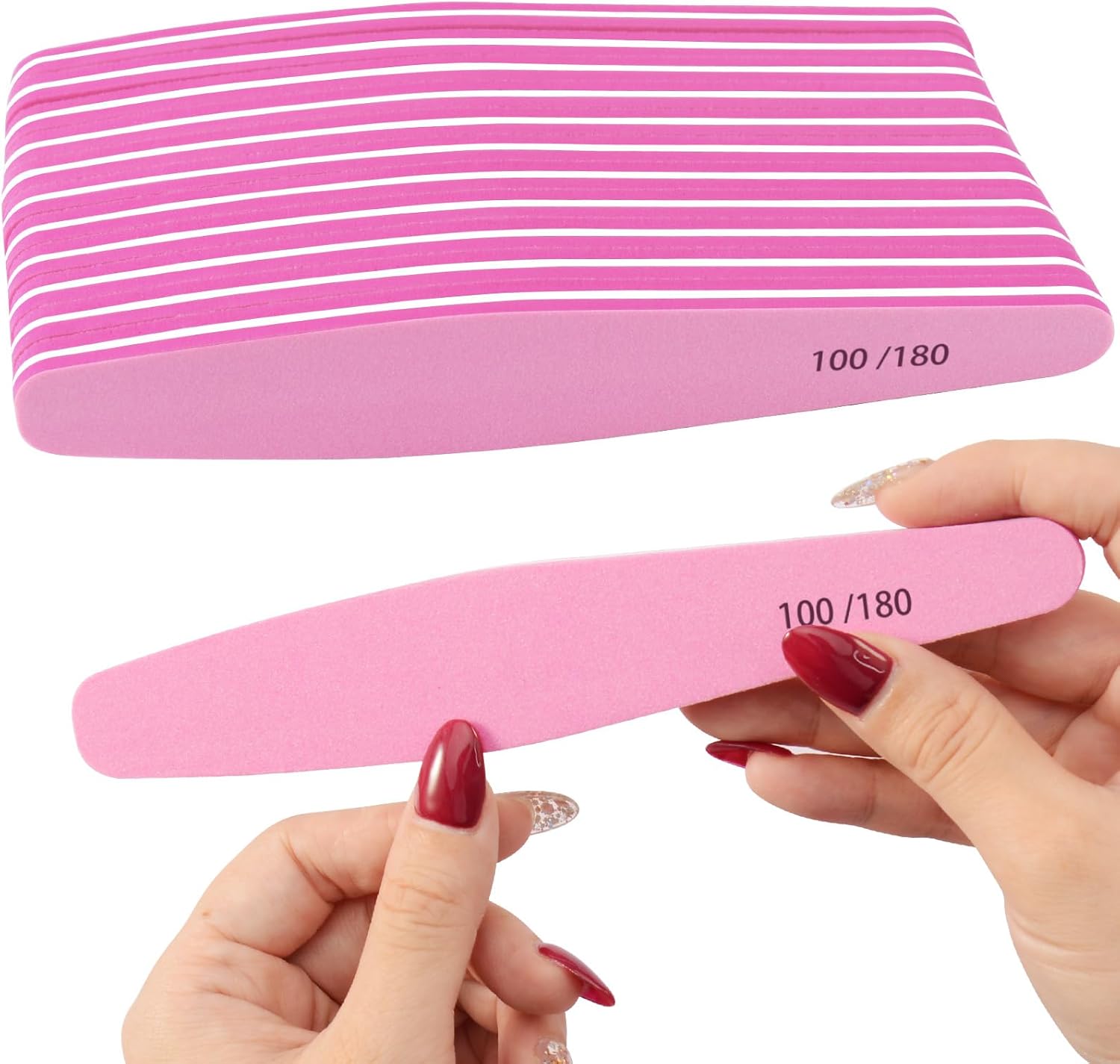 Anrui Emery Boards para uñas, 12 limas de uñas para uñas naturales, grano 100180 de doble cara para uñas, lima de uñas profesional reutilizable y