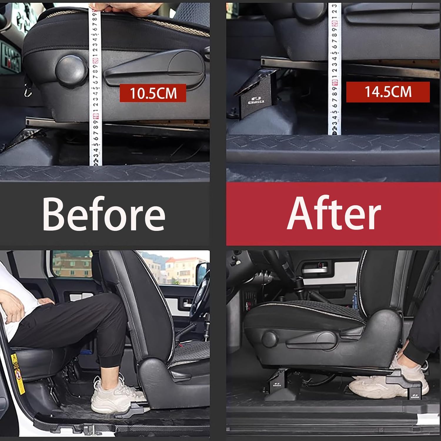 Espaciadores de asiento para Toyot FJ Cruiser 2007-2022 Kit de elevación de asiento, accesorios Inter (2 juegos)