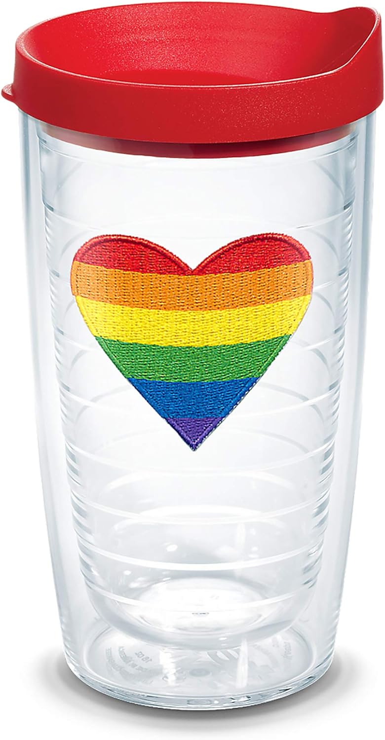 Tervis Vaso aislado de doble pared Pride Heart hecho en Estados Unidos mantiene las bebidas frías y calientes, 16 onzas, clásico