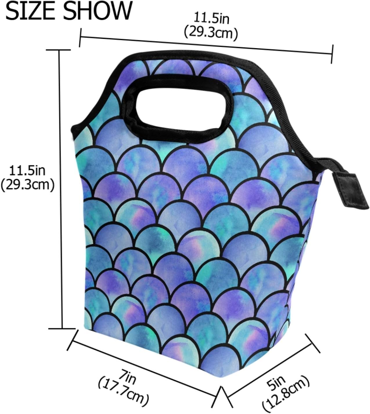 Naanle Bolsa de almuerzo aislada con cremallera para adultos, adolescentes, hombres y mujeres, loncheras de sirena oceánica, loncheras para preparar