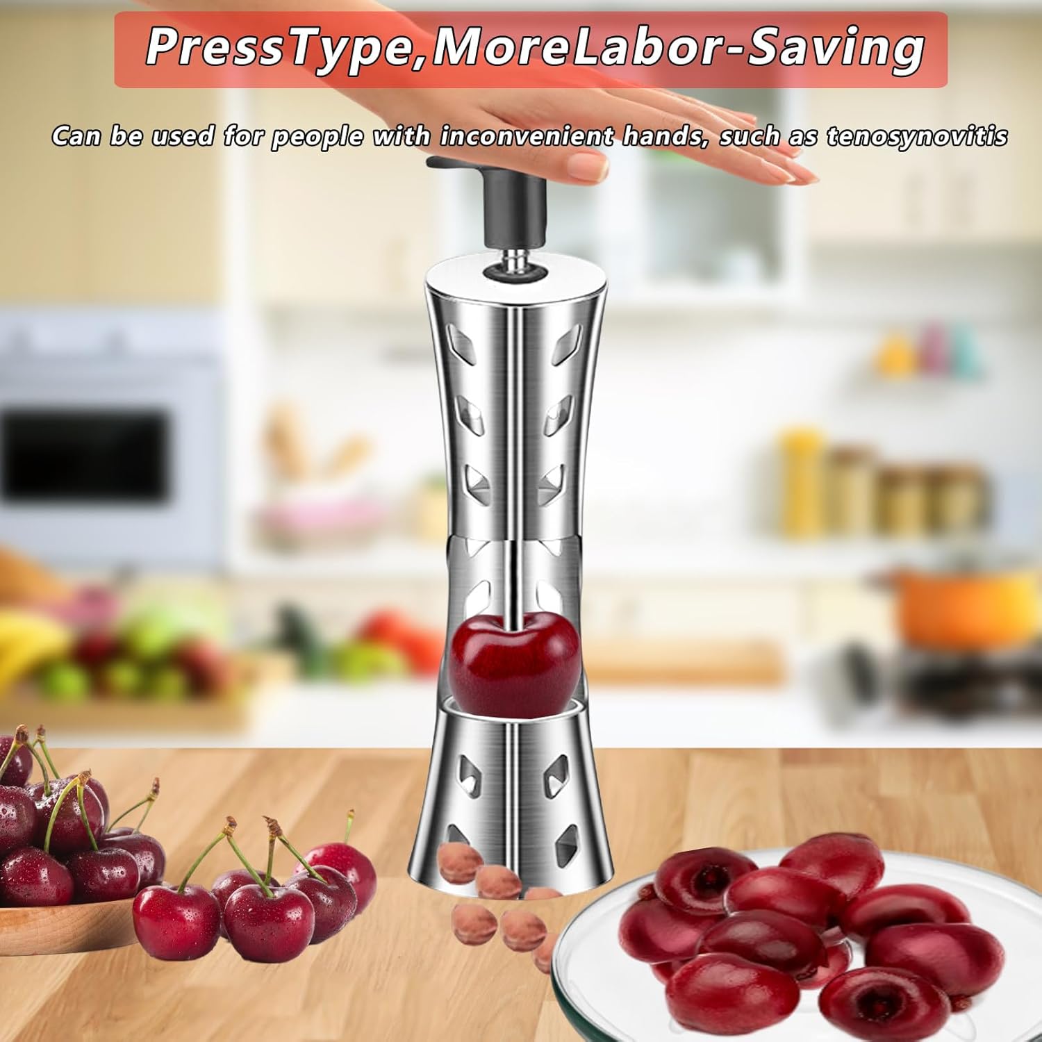 Cherry Pitter – Herramienta descorazonadora de acero inoxidable 304 de alta calidad, herramienta multifunción para eliminar semillas de cerezas para
