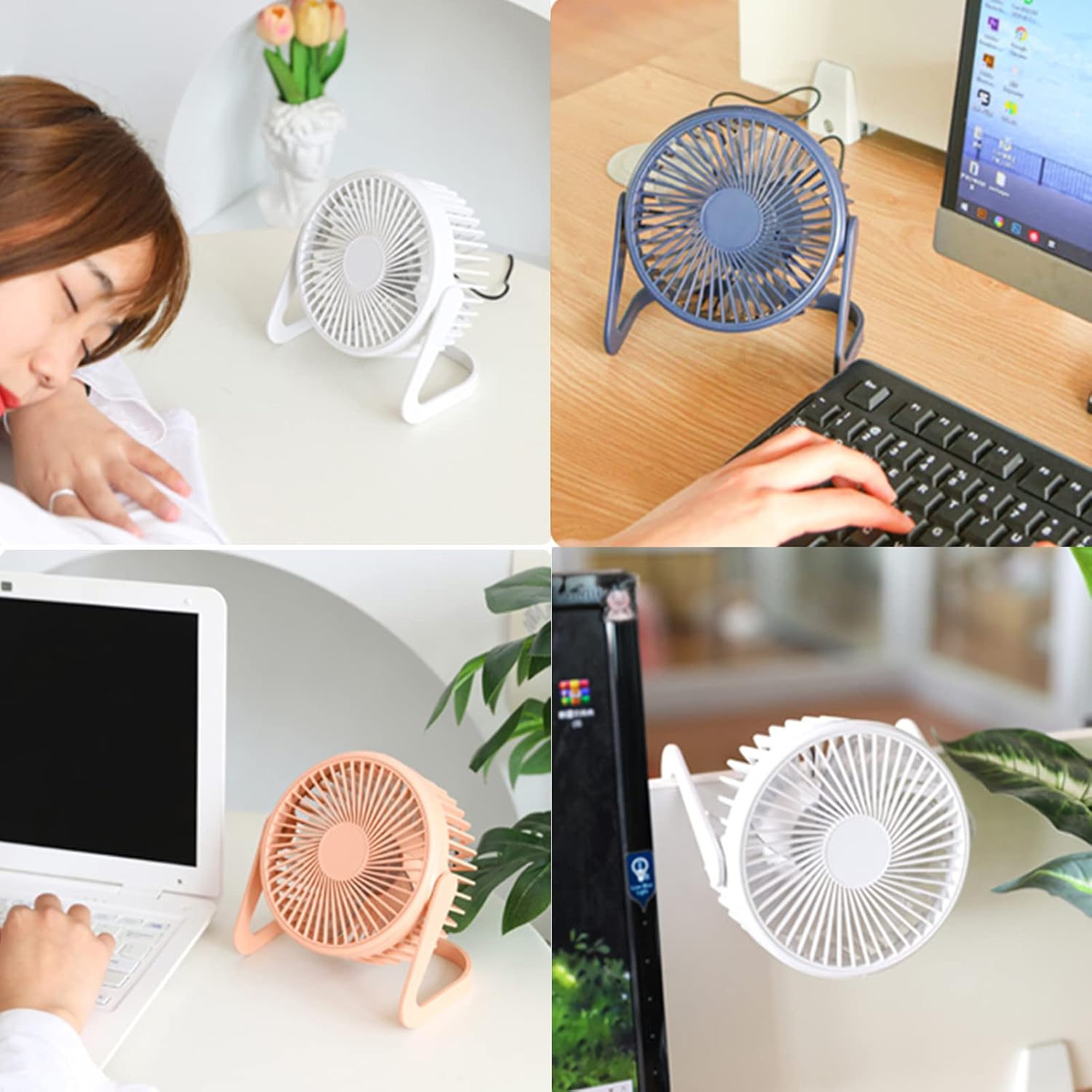 Ventilador pequeño de 6 pulgadas, ventilador de escritorio USB de 2 velocidades, flujo de aire fuerte, funcionamiento silencioso, ventilador de piso