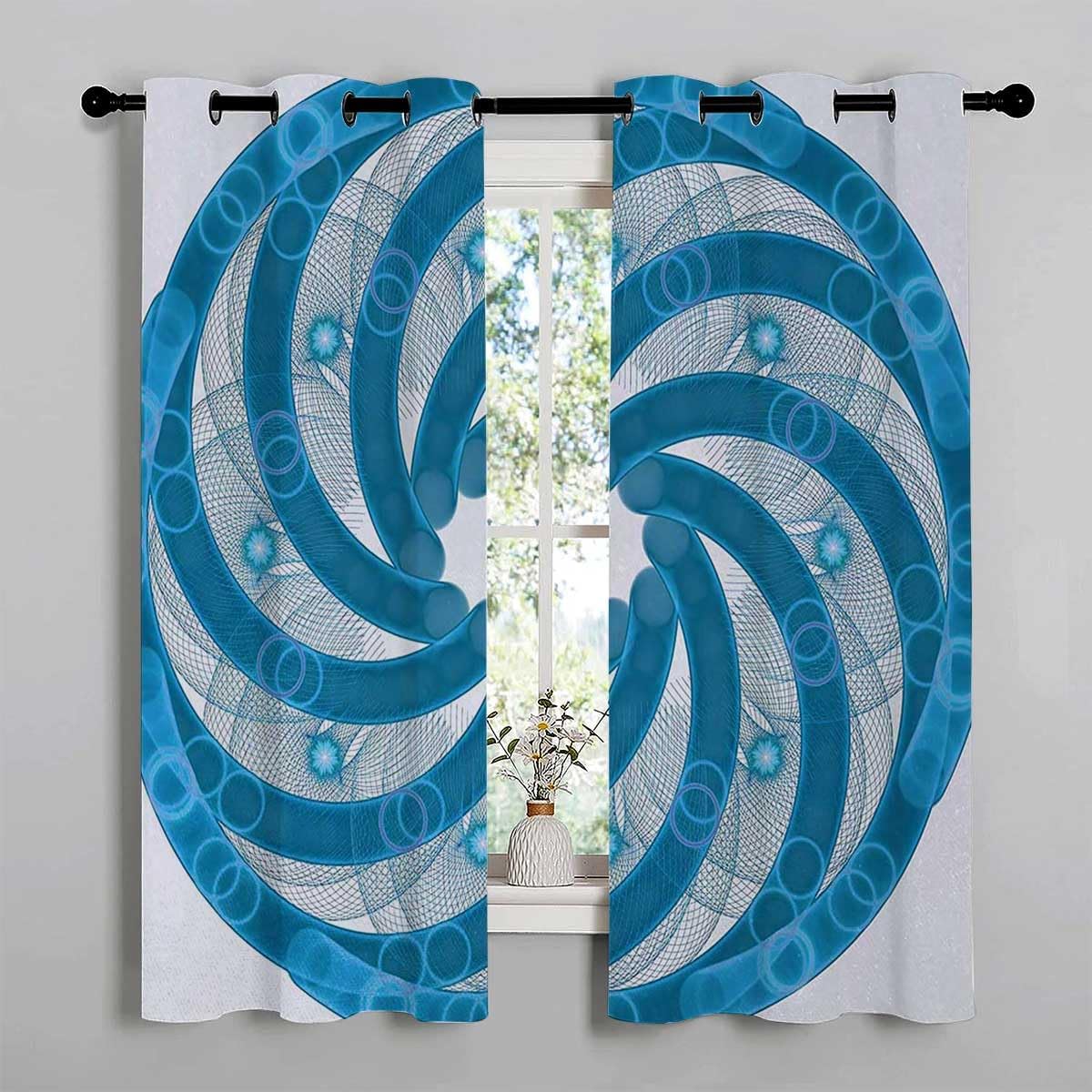 Cortina Blackout para Habitacion Spires Grommet Short Slider Curtains for Sliding Glass Doors Garage Curtain 55Inch Width by 45Inch Length,2 Panels