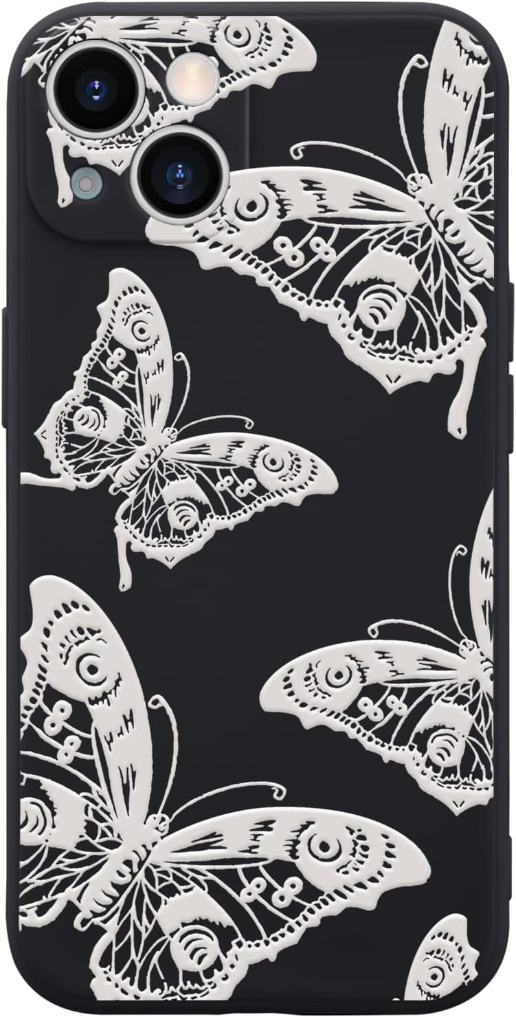 Funda de teléfono con diseño de mariposa blanca para iPhone 11 3D, funda de silicona líquida de gel suave, antiarañazos, duradera, femenina, mate,