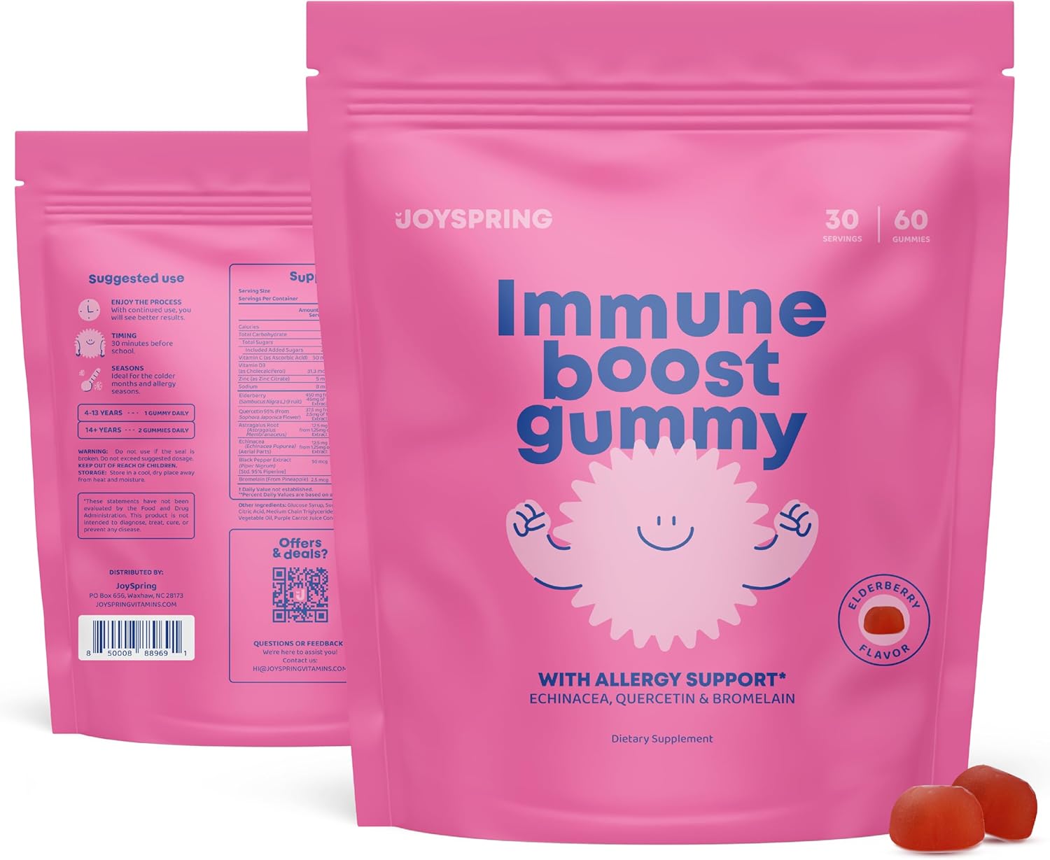 JoySpring Gomitas calmantes para niños, suplemento calmante para niños, gomitas de apoyo inmunológico para niños, apoyo inmunológico para niños y
