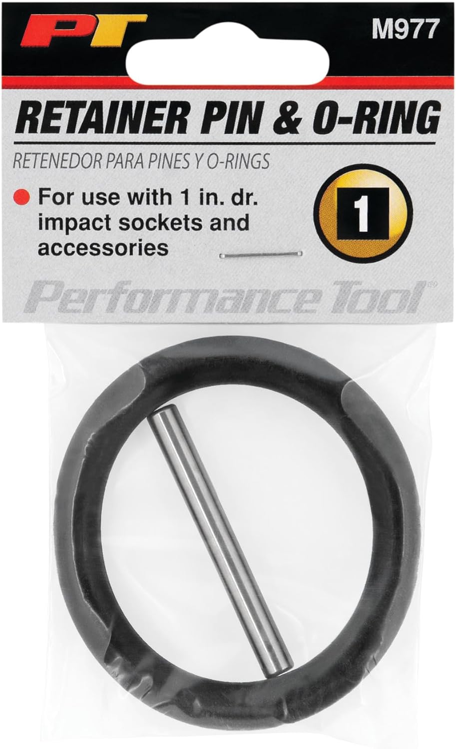 Performance Tool M977, pasador de retención de accionamiento de 1 pulgada y junta tórica – Acero de aleación endurecido, 2-38 pulgadas (2.362 in) de