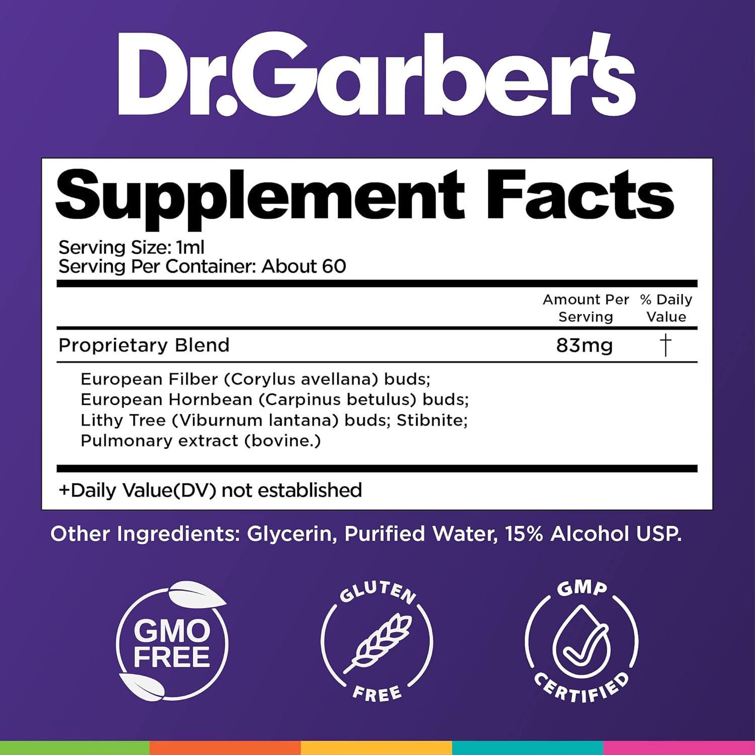 Dr. Garber’s Natural Solutions – Gotas orales para la salud pulmonar, suplemento líquido de gemoterapia para proteger y limpiar los pulmones,