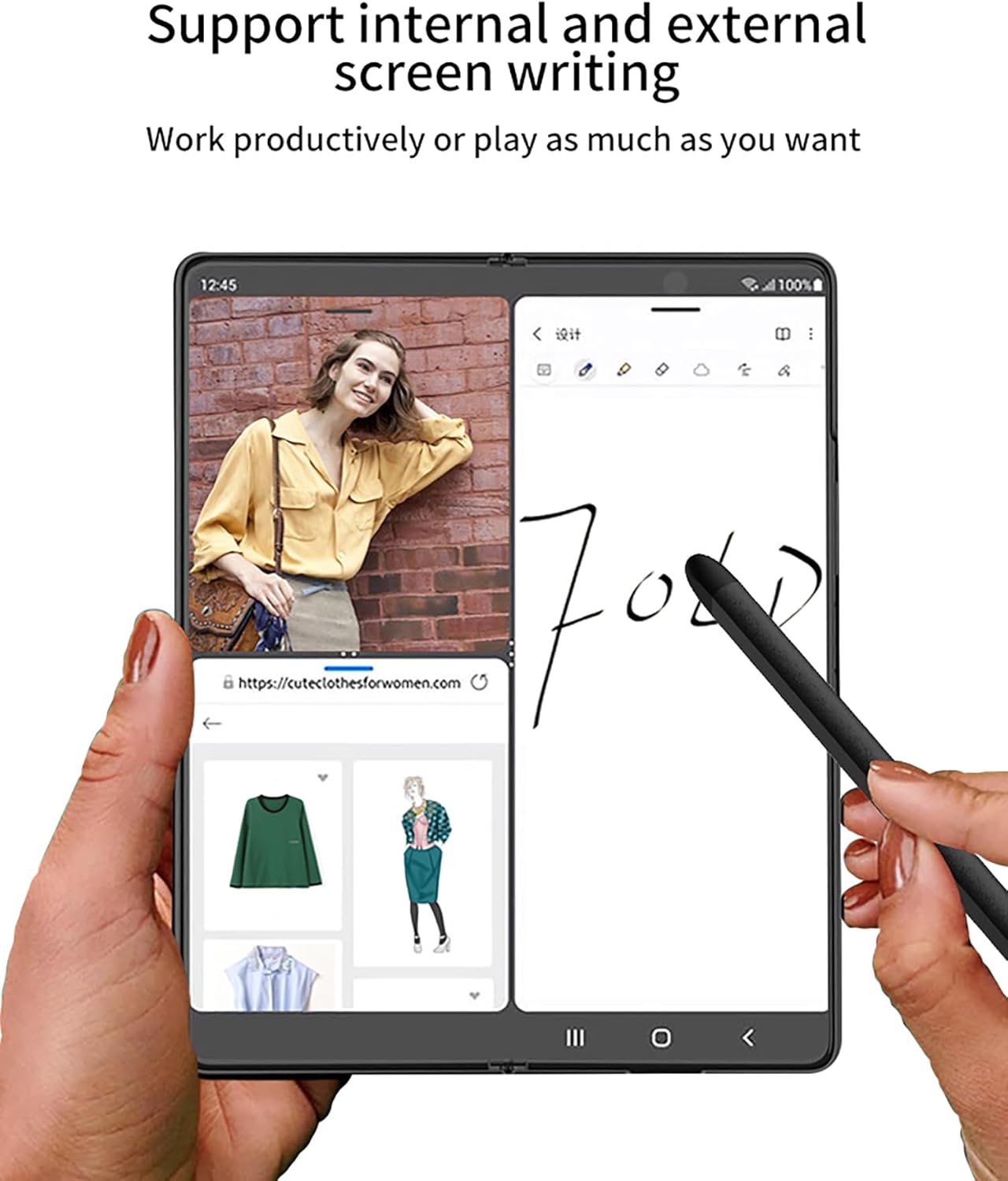 Galaxy Z Fold 5 S Pen para Samsung Galaxy Z Fold 5, S Pen Fold Edition solo compatible (negro)