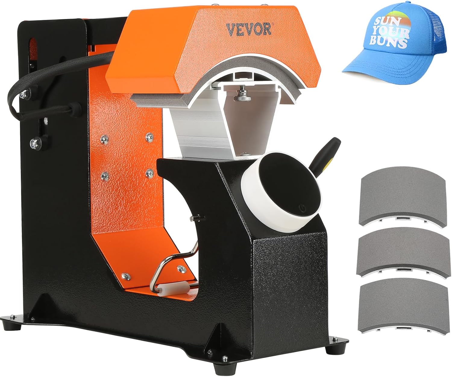 VEVOR Máquina de prensa de calor para sombreros, prensa de calor automática 3 en 1 con 3 placas intercambiables (6.6 x 3.9, 6.6 x 3 y 6.1 x 2.75),