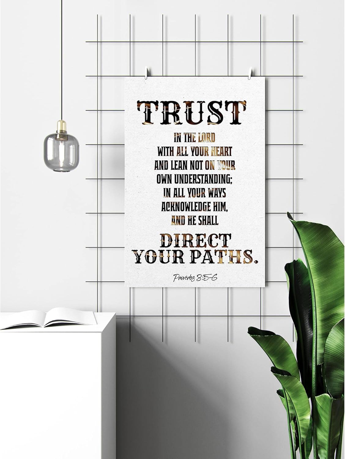 FESOGO – Póster de pared con texto en inglés “Trust In The Lord With All Your Heart” (Confía en el Señor con todo tu corazón) – Proverbios 35,