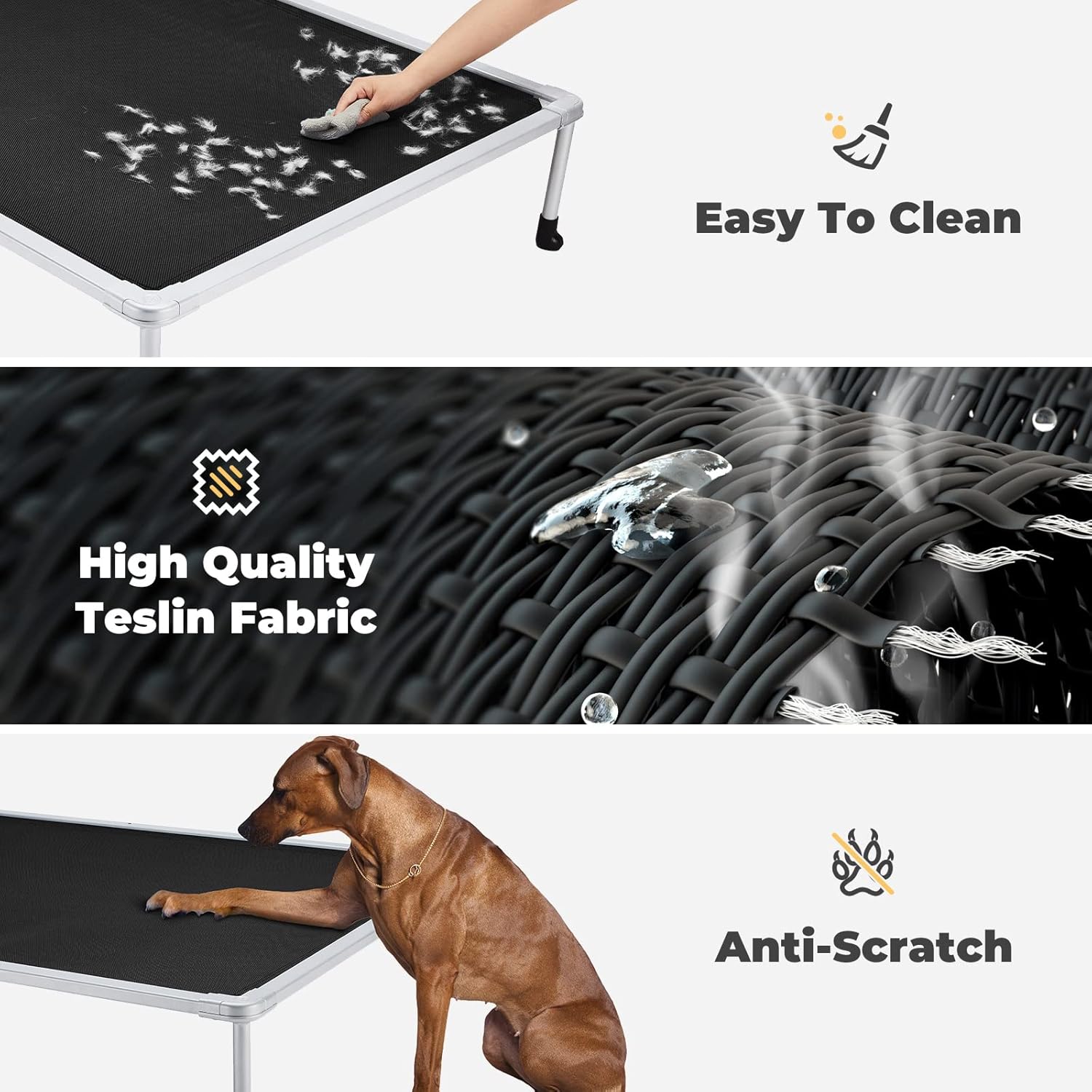 Veehoo – Cama elevada tipo catre para perros grandes, refrescante, a prueba de mordiscos, lavable y con patas antideslizantes, para interiores y