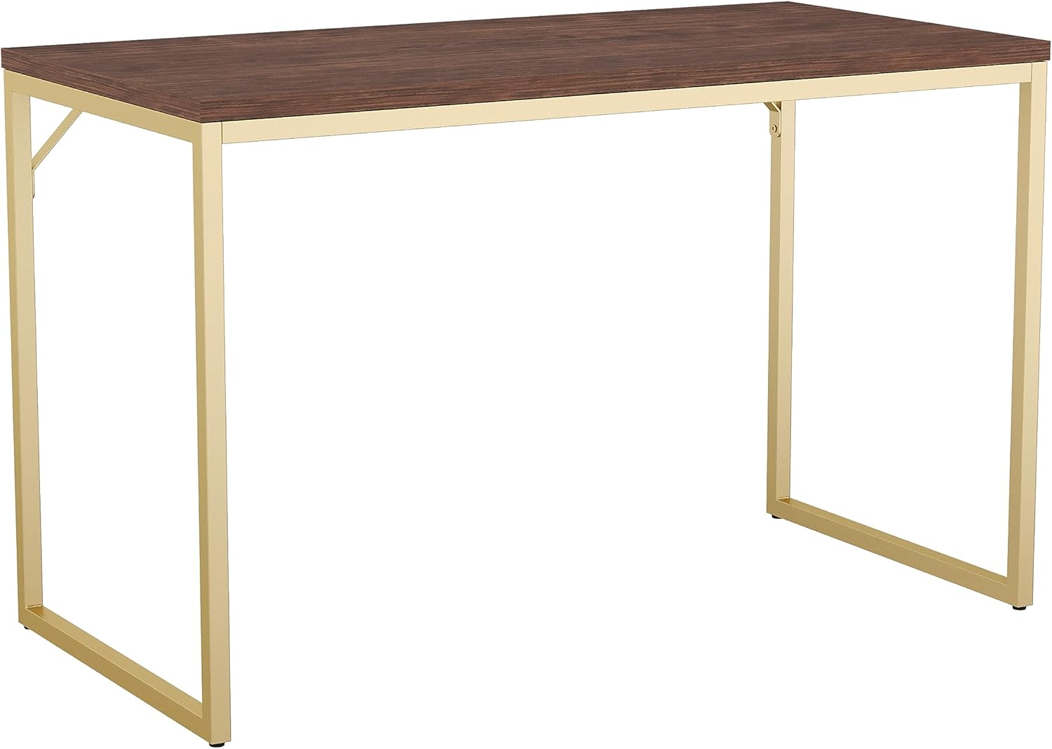 Martha Stewart Noah Home Office Parsons Escritorio en madera de nogal con marco de metal de latón pulido