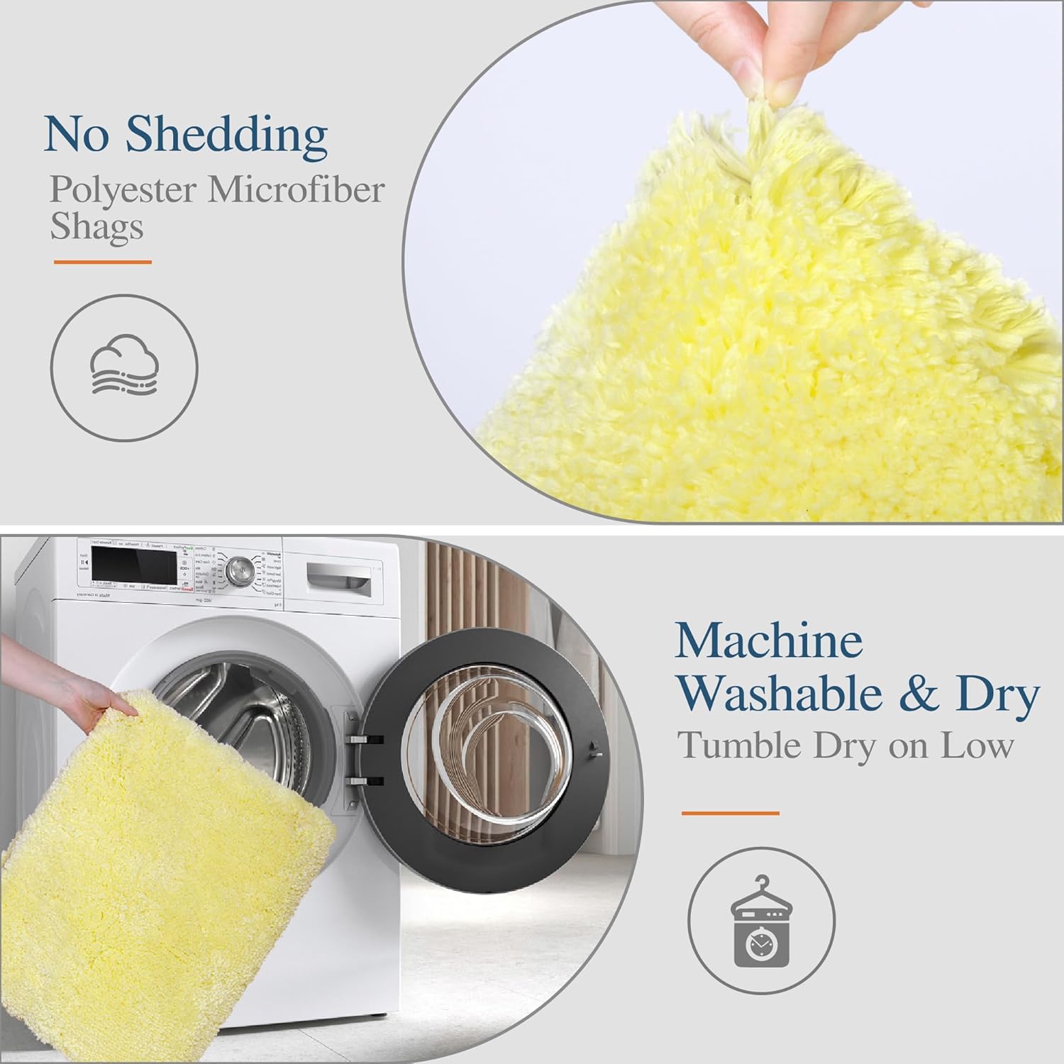 Walensee – Tapete de baño antideslizante, absorbente, microfibra suave, peludo, lavable a máquina, felpa gruesa para ducha (20 x 32 pulgadas,