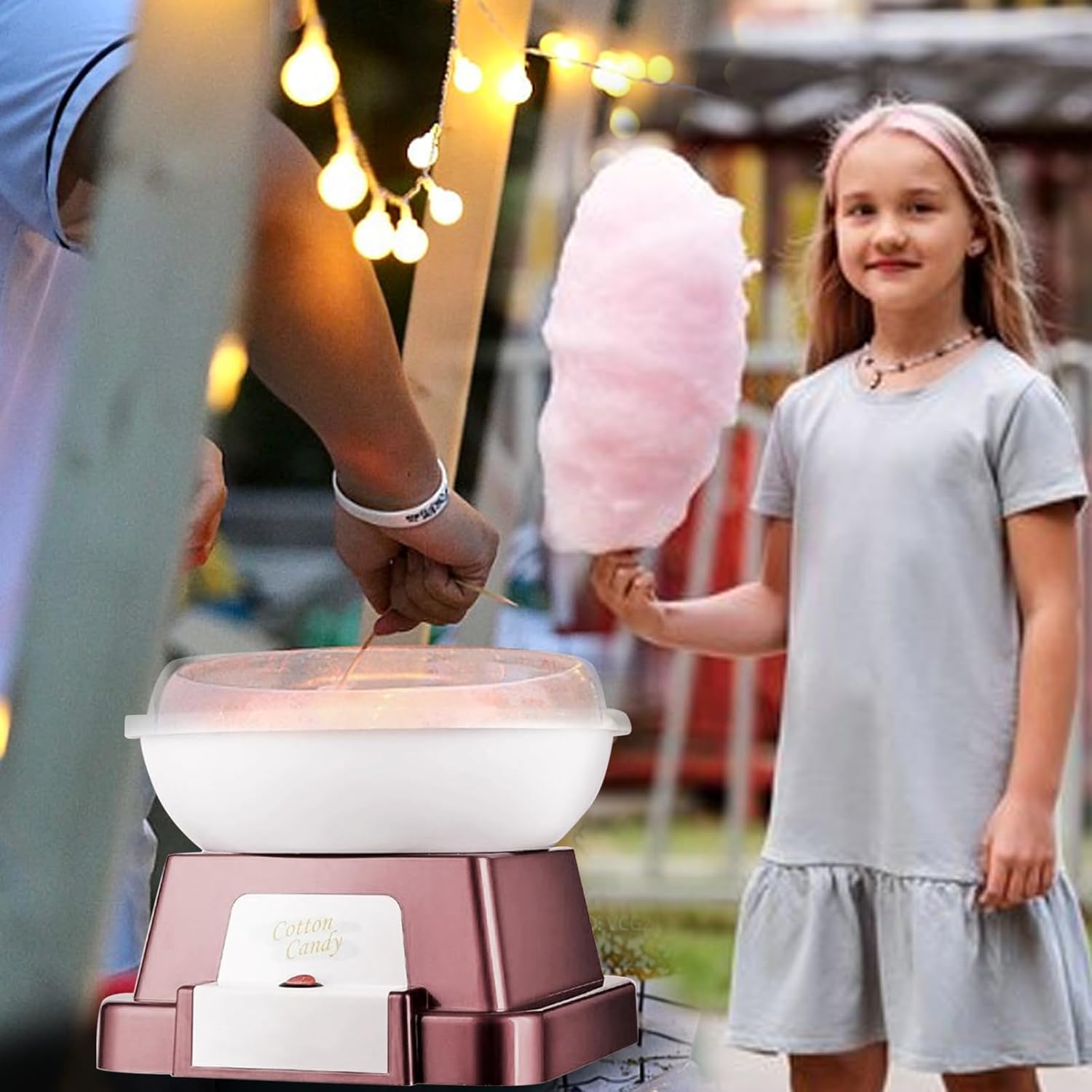 Máquina de algodón de azúcar para niños, fabricante de algodón de azúcar para regalos de Navidad, regalos de cumpleaños con 10 palos y 1 cucharada