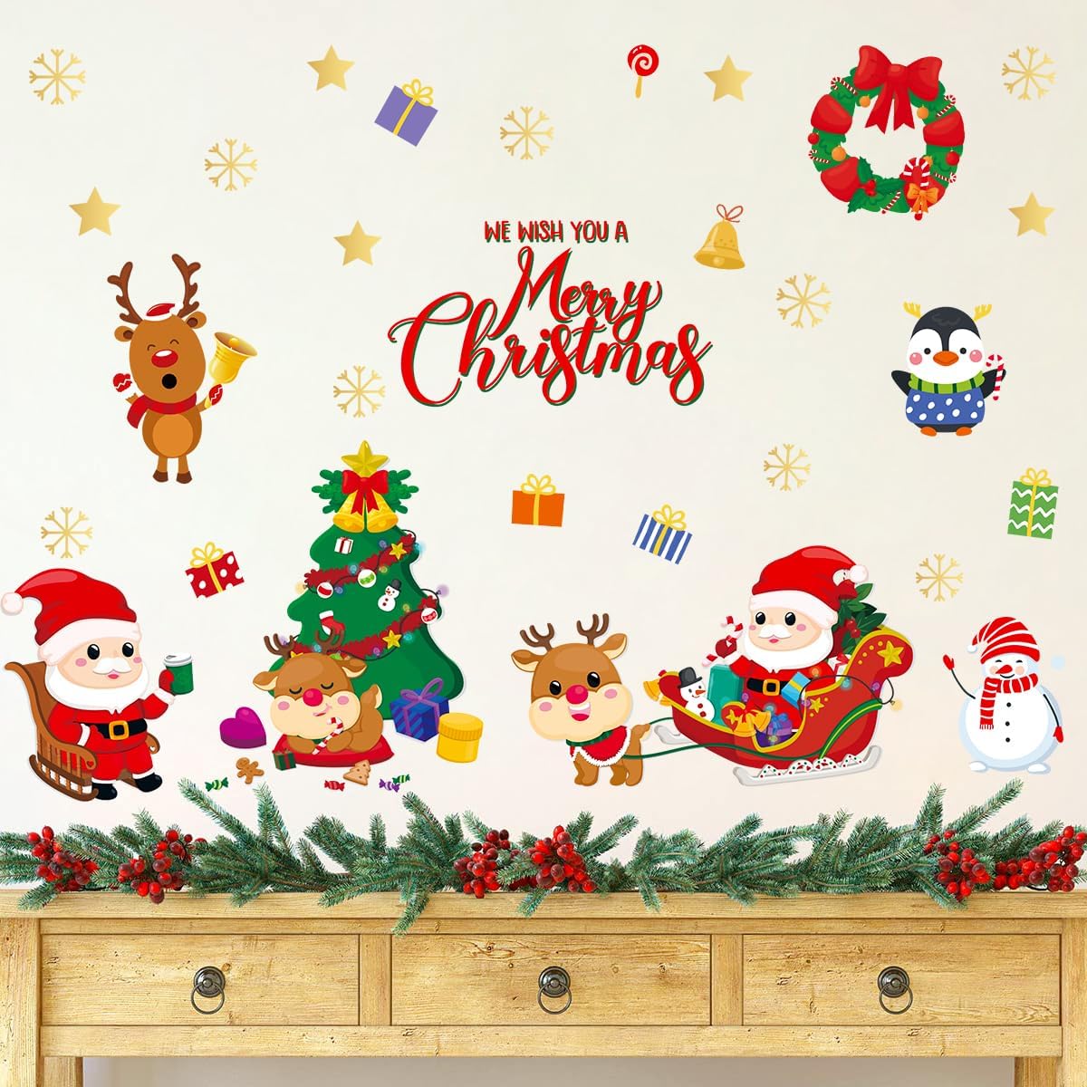 Calcomanías de pared de Navidad, calcomanías de pared de Navidad extraíbles, calcomanías de pared de Navidad, calcomanías de pared de Navidad,