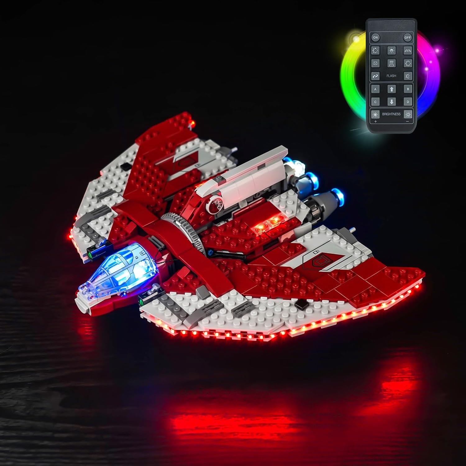 LocoLee Kit de luces LED para Lego Ahsoka Tano T-6 Jedi Shuttle 75362, control remoto, accesorios de iluminación creativa compatibles con Lego 75362
