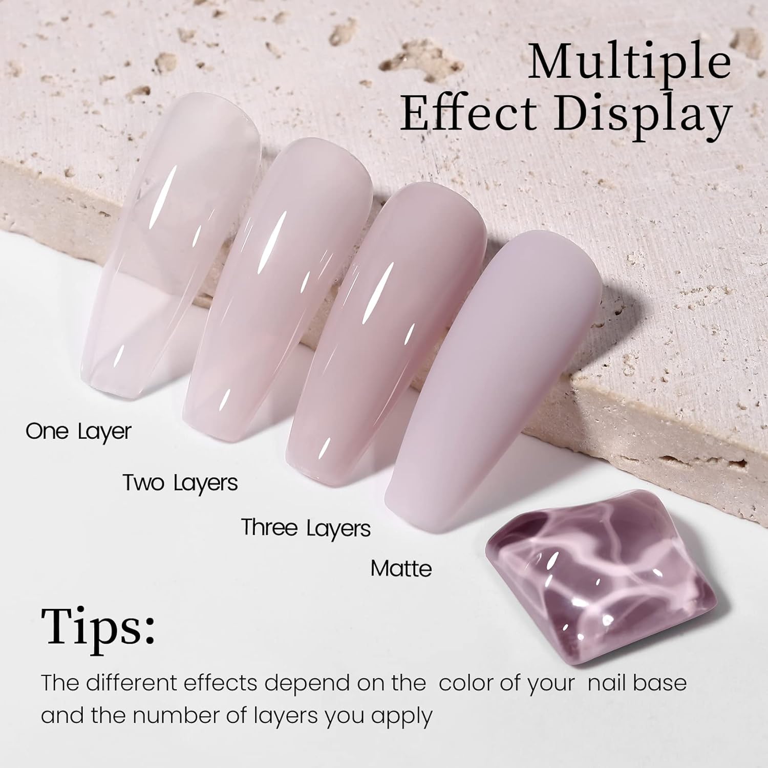 Esmalte de uñas de gel de 0.5 onzas líquidas, 0.5 fl oz, esmalte de gel morado gelatinoso, 1 esmalte de uñas translúcido, esmalte de gel neutro para