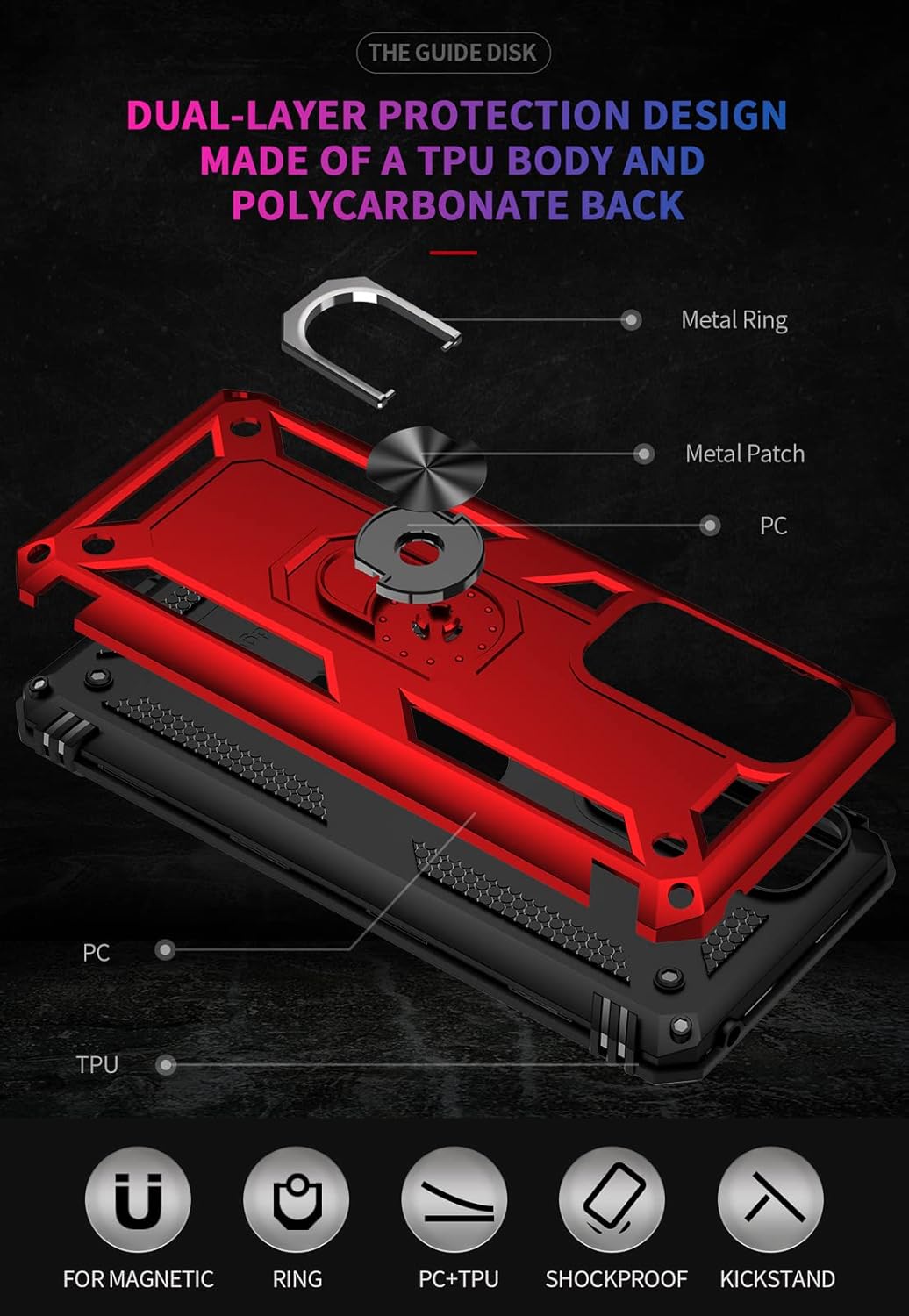 SKTGSLAMY Funda para Moto Edge 2021, funda para Motorola Edge 5G UW, con protector de pantalla, grado militar de 16 pies, funda a prueba de caídas