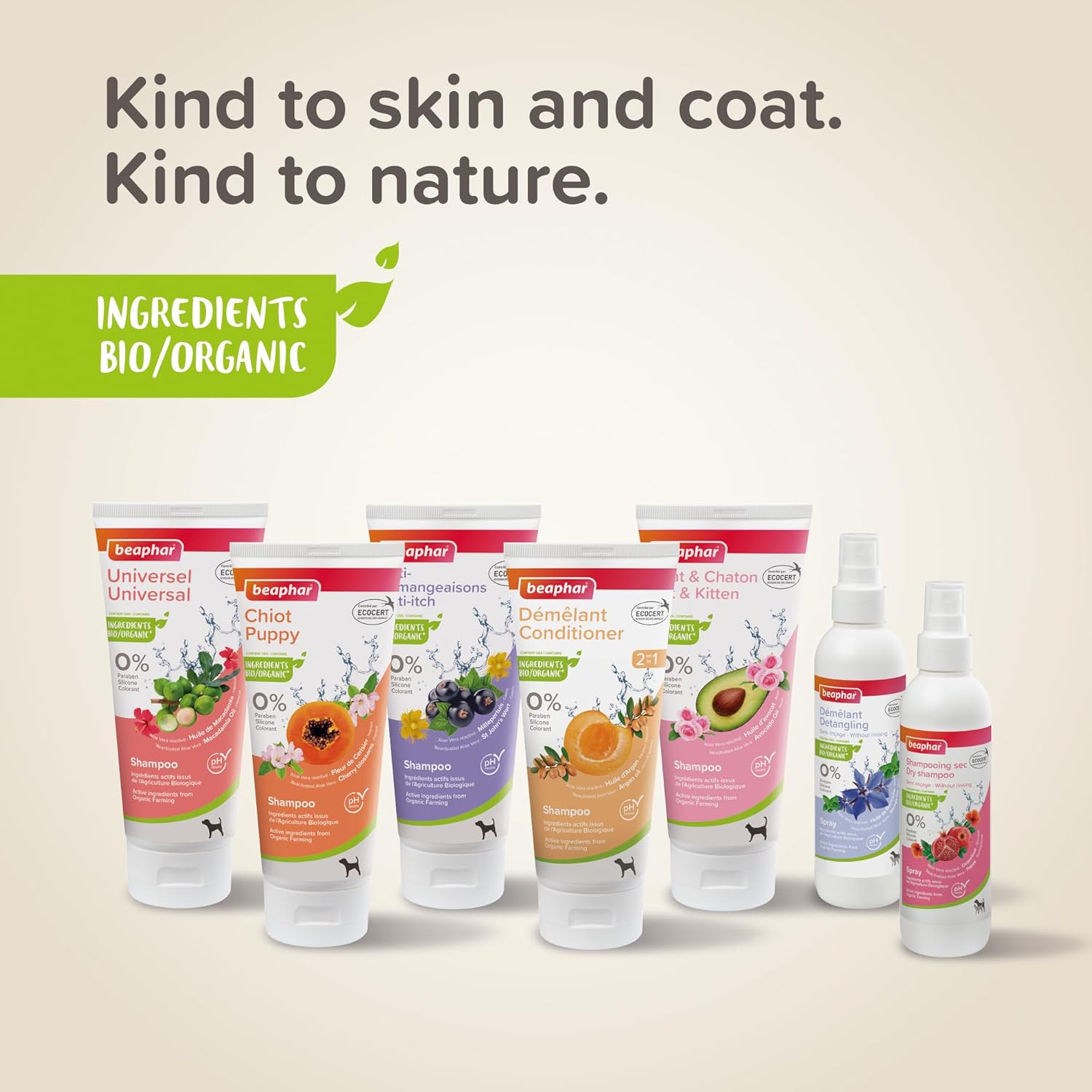 BEAPHAR Aerosol desenredante etiquetado ECOCERT para perros y gatos – Fabricado en Francia – Contiene aloe vera, aceite de borraja y menta orgánica