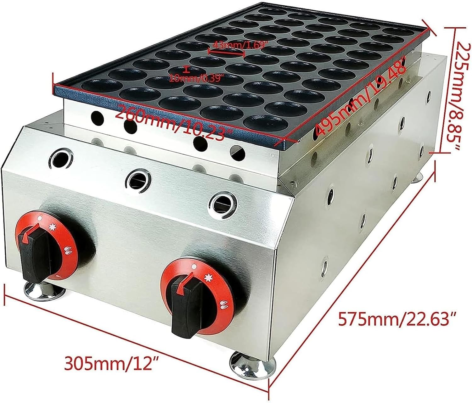 Máquina de hacer gofres antiadherente de gas LPG de 50 agujeros, mini panqueques holandeses, máquina de hierro Takoyaki, sartén para pulpo, bolitas