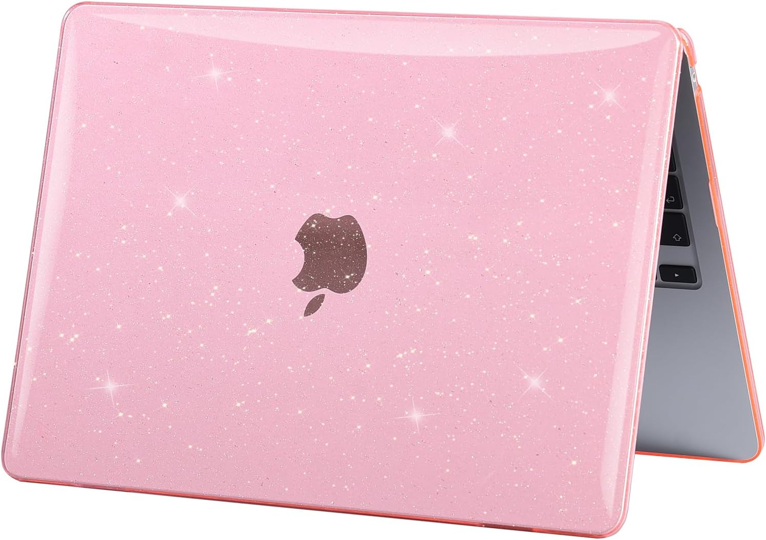 EooCoo Funda rígida con purpurina compatible con MacBook Air de 13 pulgadas 2022 2021-2018 M1 A2337 A2179 A1932 con pantalla de retina, funda +