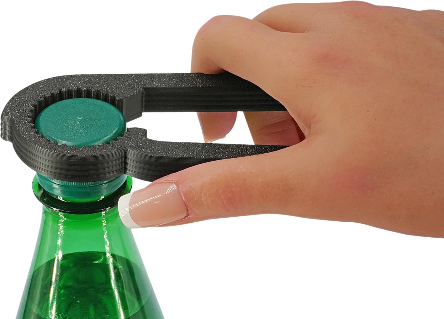 Abridor y tensor compacto de botellas de bebidas, agarre para tapa de botella, cabe fácilmente en el bolsillo o bolsa (negro)