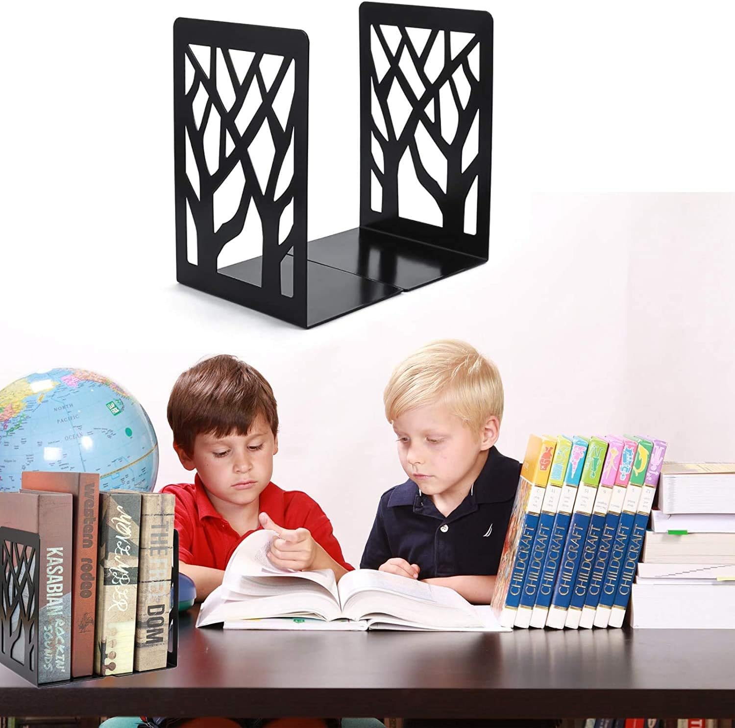 MSDADA Sujetalibros, sujetalibros, extremos de libros para estantes, sujetalibros para oficina, tapón de metal para libros, soporte de estante de