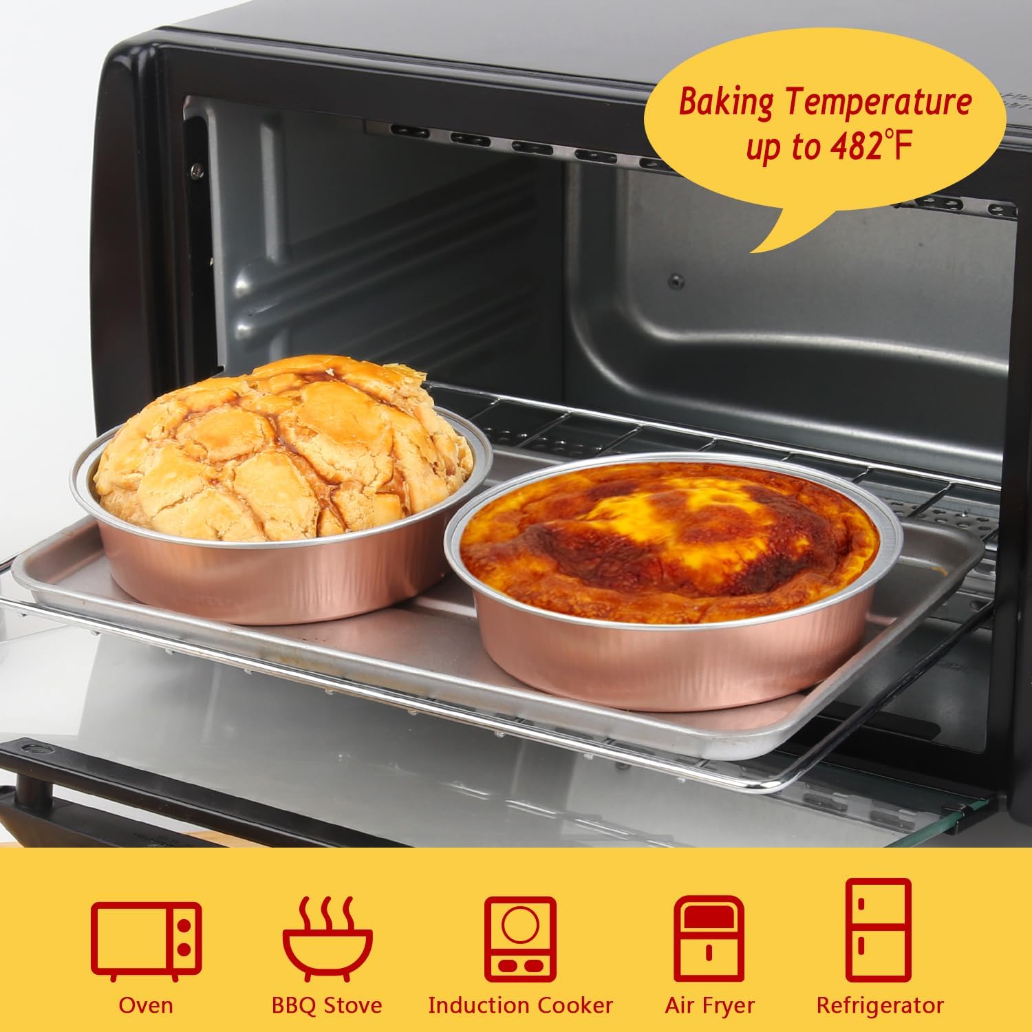 LNYZQUS – Mini moldes para pasteles de 8 onzas con tapas, paquete de 50 moldes desechables de 4 pulgadas, moldes pequeños para tartas de papel de