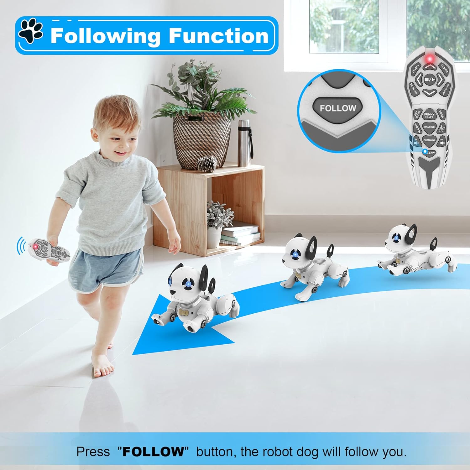 Robot de juguete para perros con control remoto, programable inteligente interactivo robótico, robot de acrobacias a control remoto, juguetes para